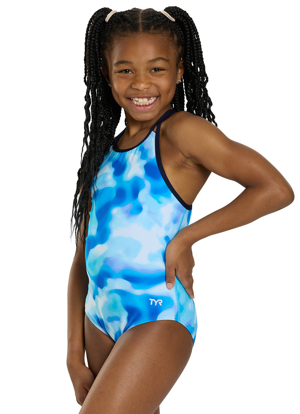 TYR Girls' Print Oliviafit Durafast Elite One Piece Swimsuit (Little Kid, Big Kid)、mySite、noshort