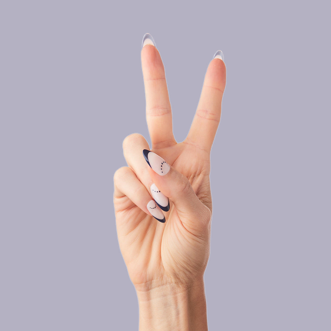 Dotted French - Press-On | Long | Almond、mySite、solidvoid