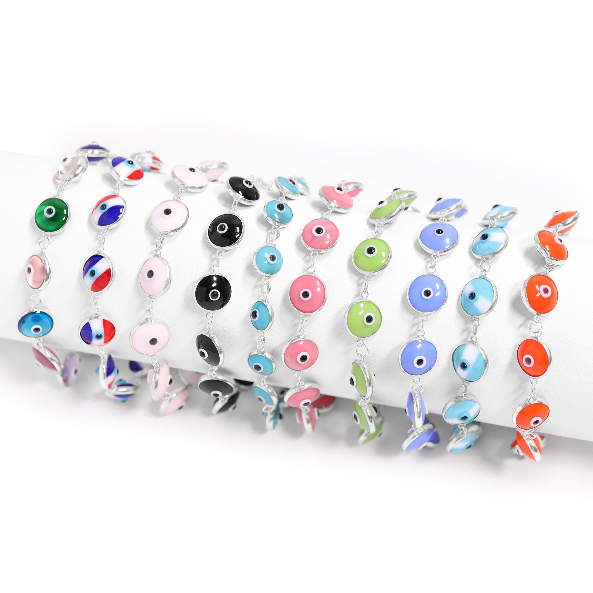 Sterling Silver Colorful Evil Eye Bracelet / DIS0014、mySite、dreamappss