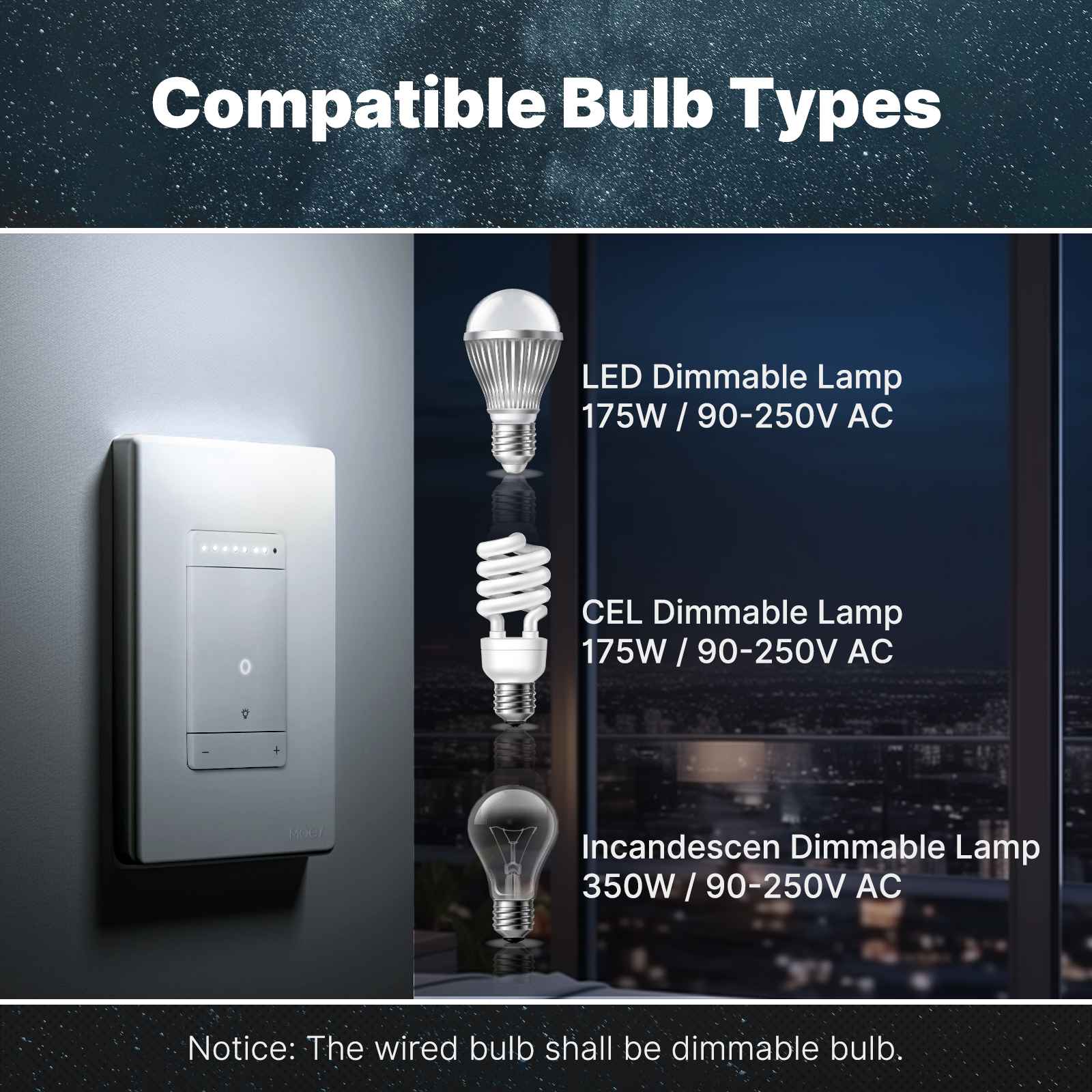 MOES Star Ring WiFi Smart Dimmer Light Switch 3Way Grounding Design App Control US Standard、mySite、fannypackpong