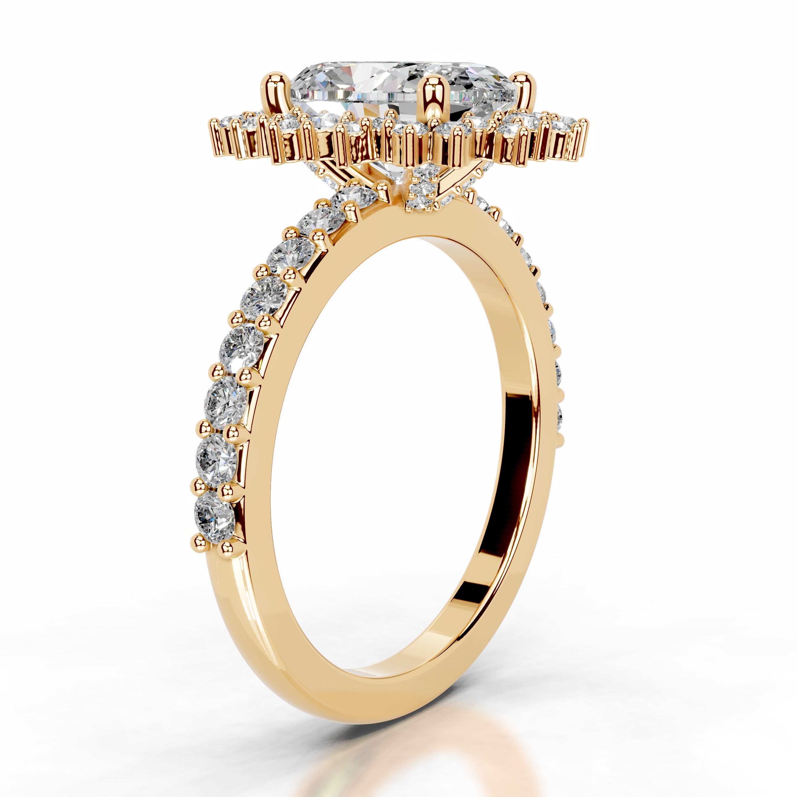 Gertrud Moissanite & Diamond Ring - 18K Yellow Gold、mySite、hinf8tx79