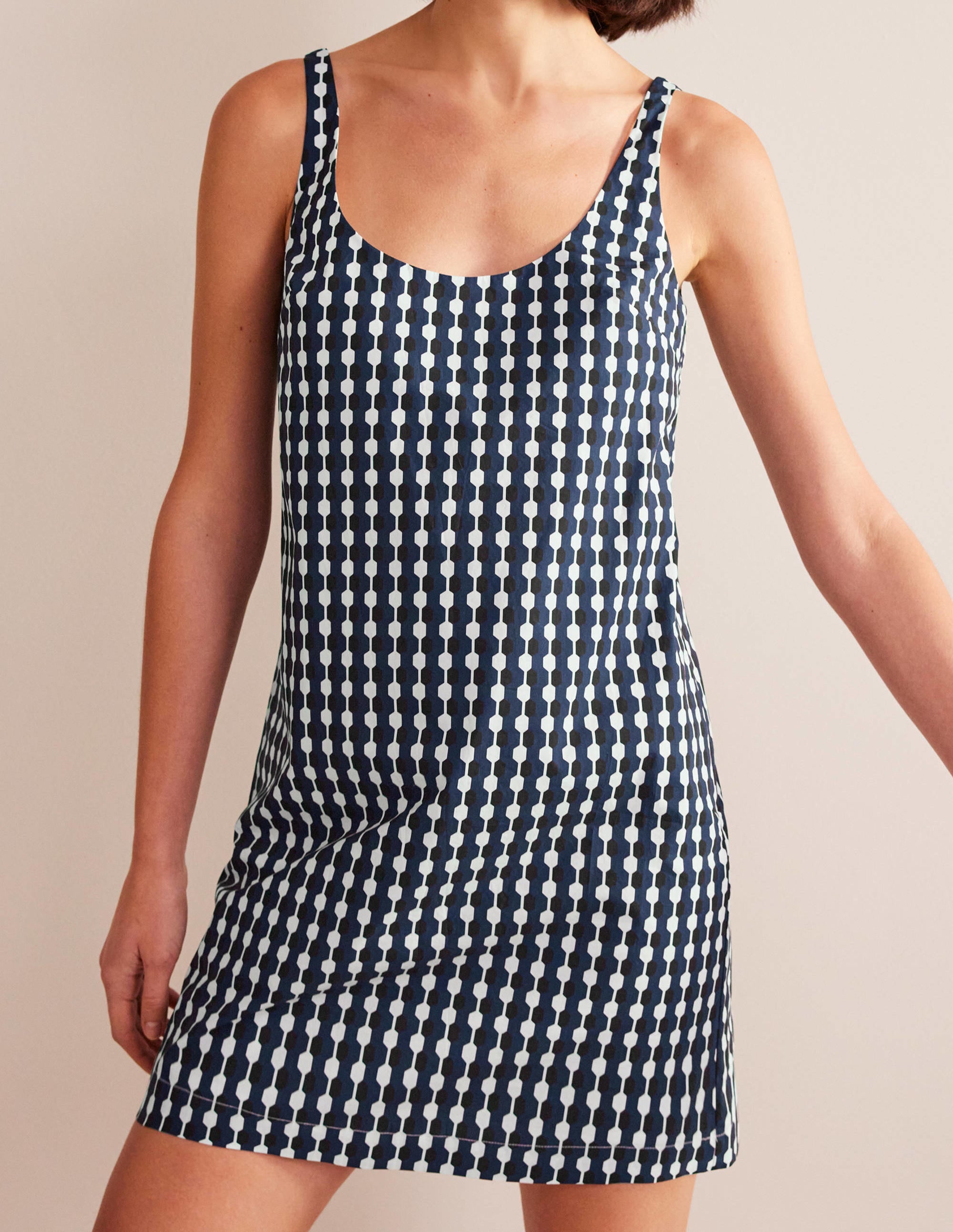  Scoop Neck Shift Dress-Navy, Geo Azure、mySite、ashleygrahame