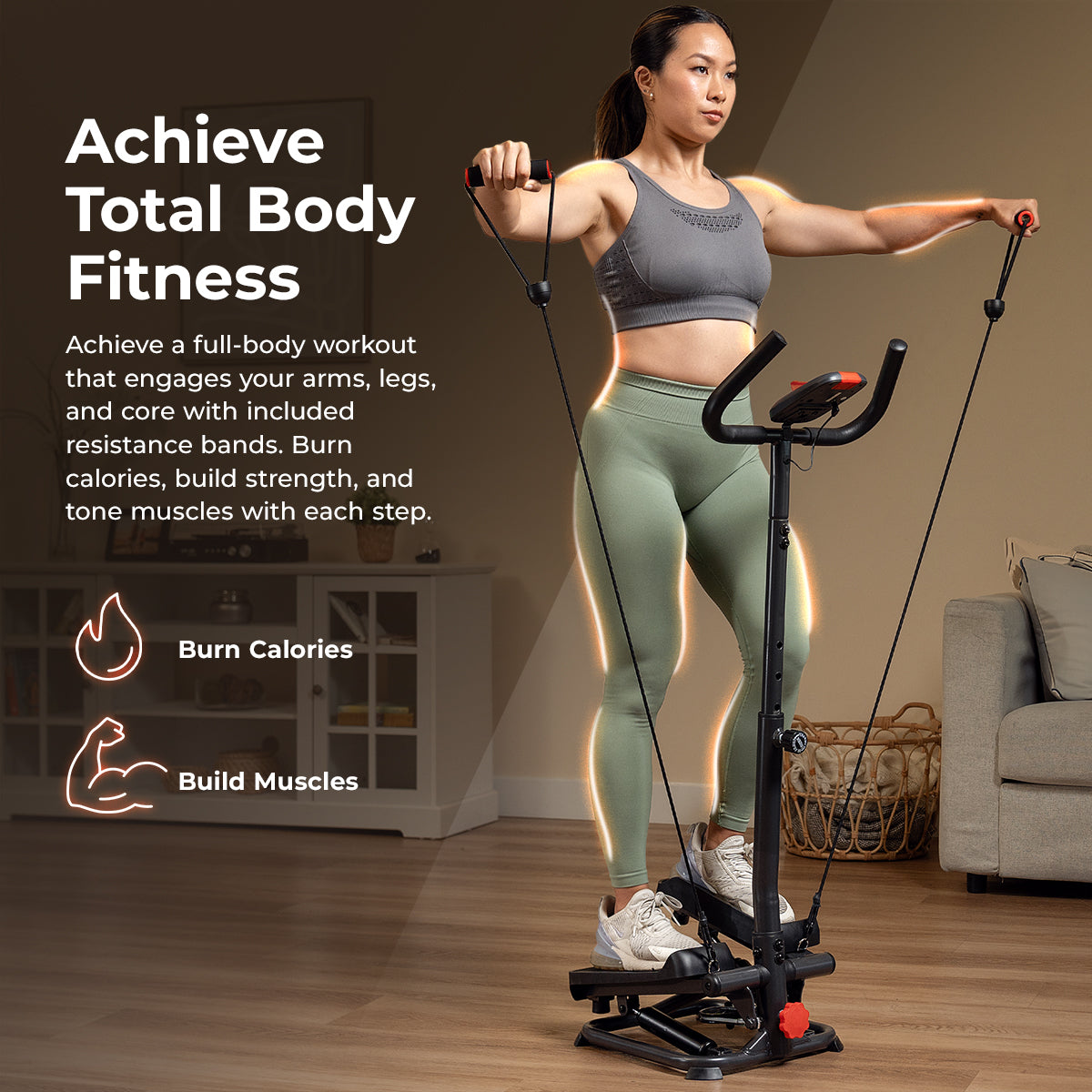  Smart Advanced Stair Exercise Stepper with Handlebar and Resistance Bands、mySite、ghnorth