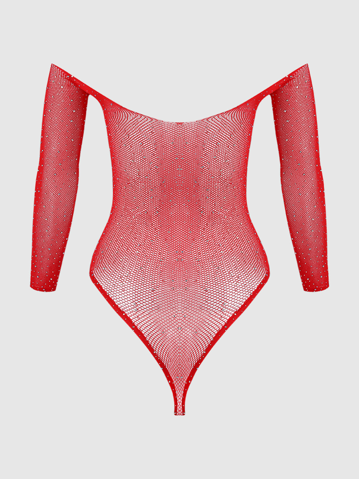 Fine Fishnet & Rhinestone Long Sleeve Teddy Bodystocking、mySite、bengalsvssteelers