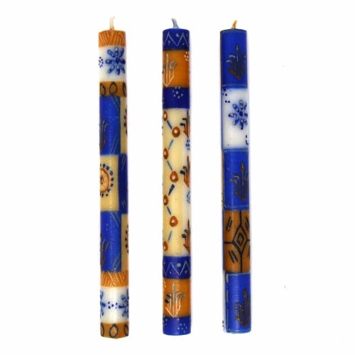 African Handmade Candles Blue Orange- Gift box of 2, 3 or 4 Short - Durra Design - Nobunto *、mySite、g9winljtr