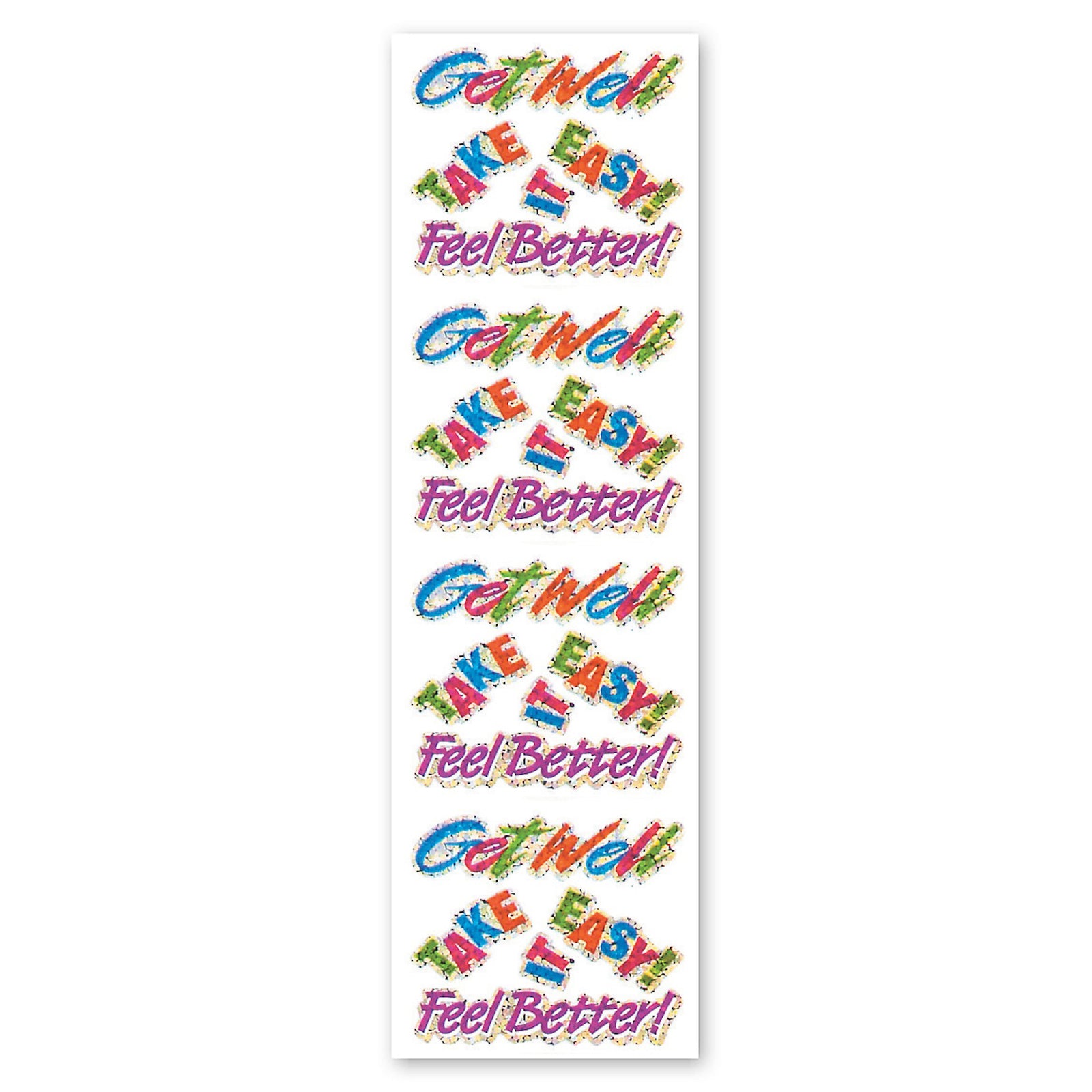  Get Well/Take It Easy/Feel Better Sparkly Prismatic Stickers - Packaged、mySite、ghnorth