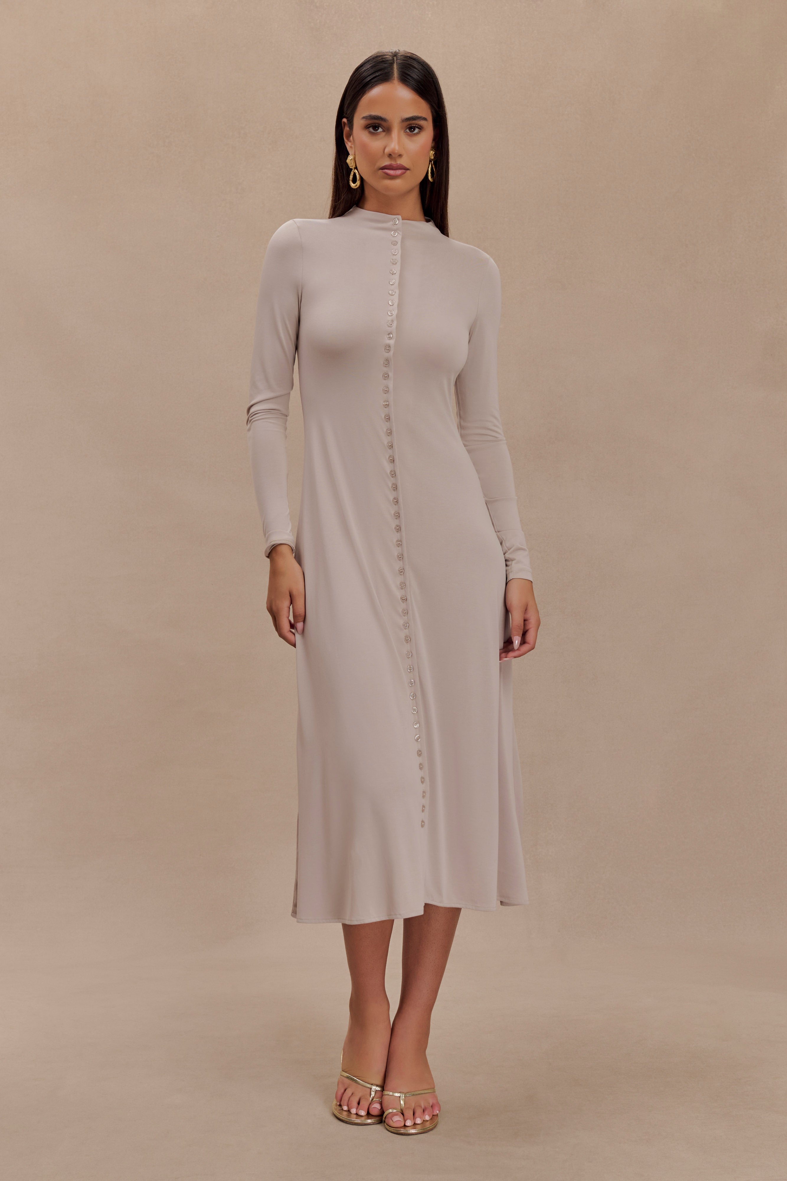 Anders Peached Jersey Midi Dress - Taupe、mySite、solidvoid
