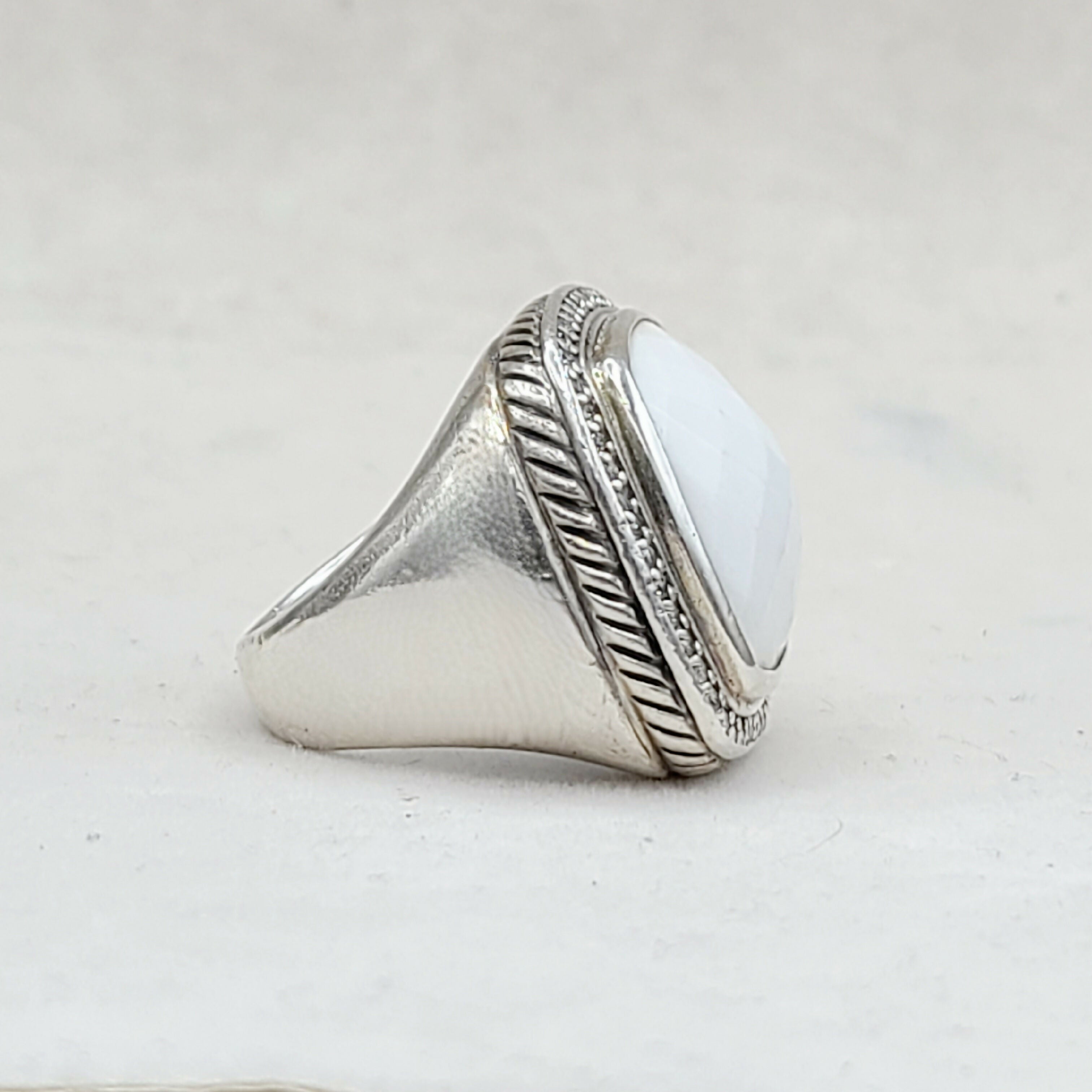 David Yurman Albion 20mm White Agate & Diamond Ring聽、mySite、hinf8tx79