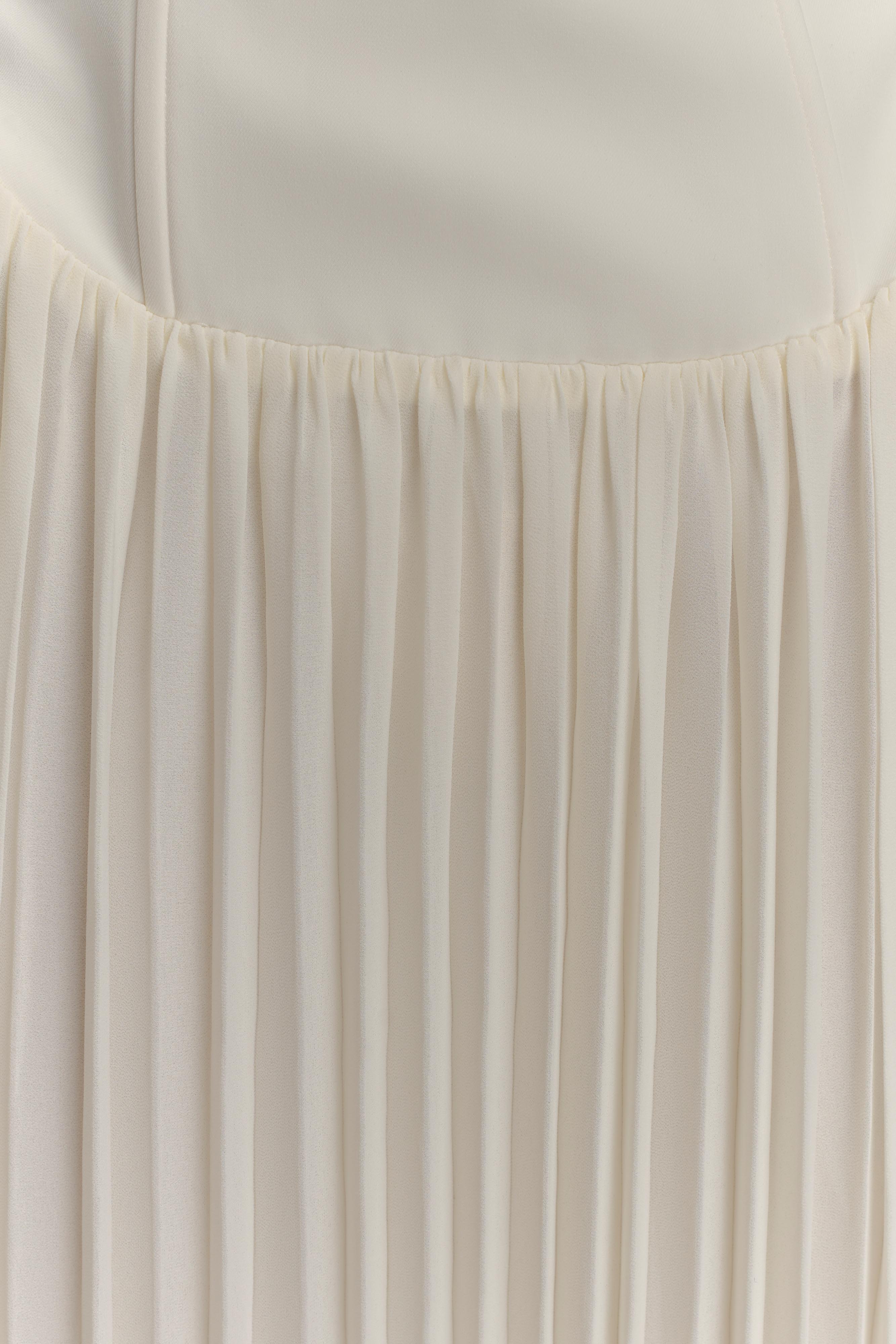 Stacie Pleated Halter Maxi Dress - Ivory、mySite、solidvoid