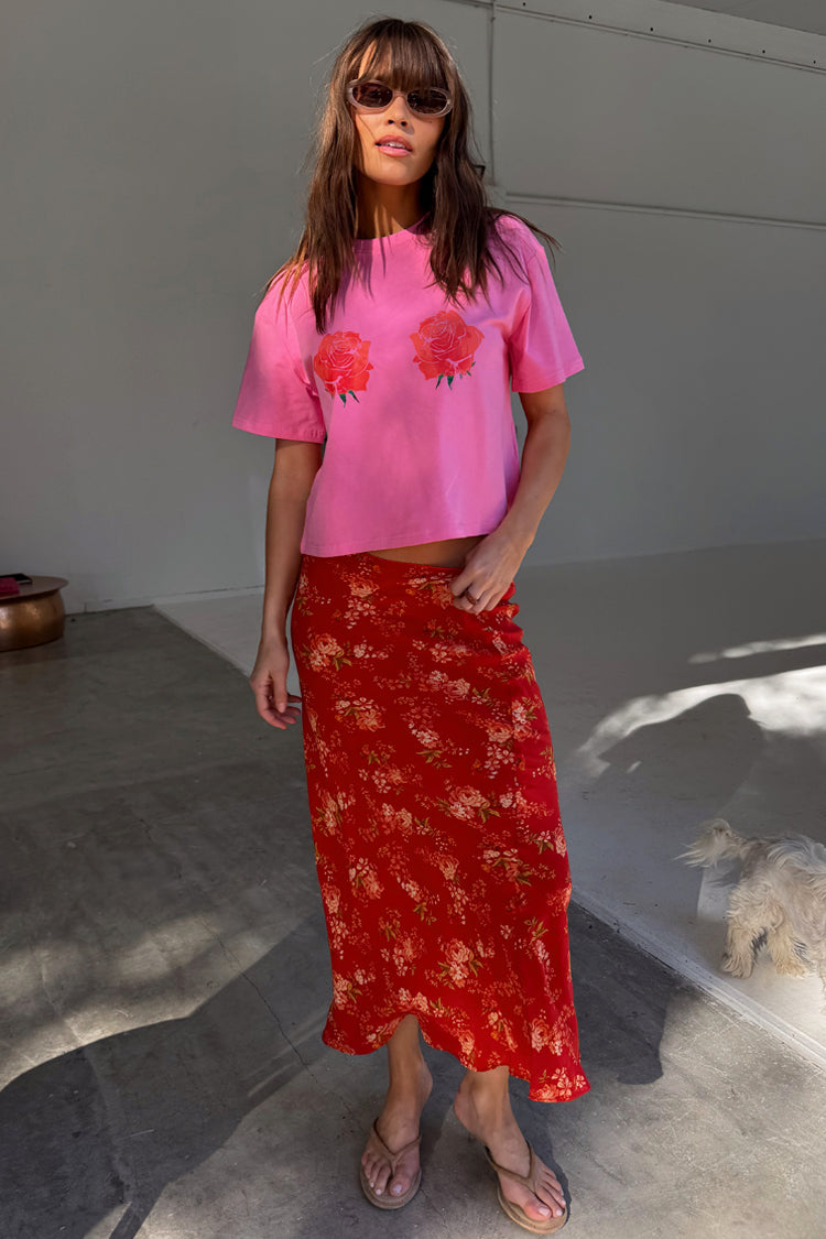 Red Floral Midi Skirt、mySite、solidvoid