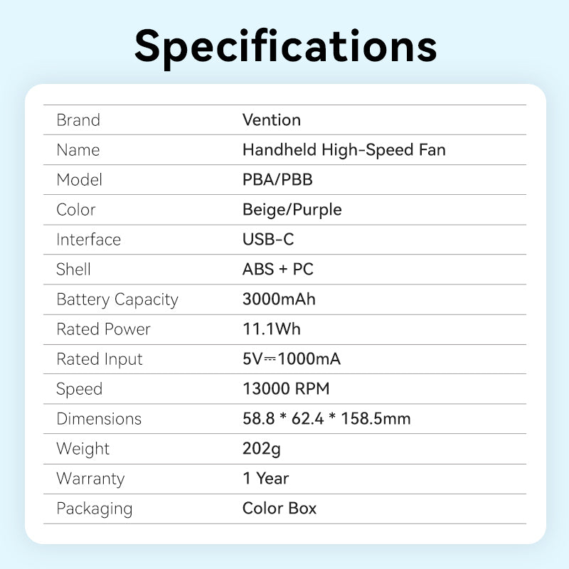 Vention Handheld High-Speed Fan、mySite、fannypackpong