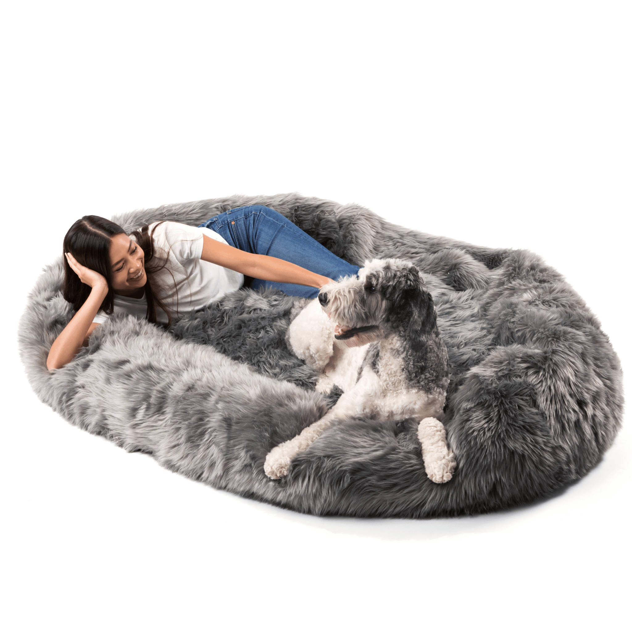 PupCloud™ Human-Size Dog Bed + Matching Waterproof Blanket Bundle - Charcoal Grey、mySite、solidvoid
