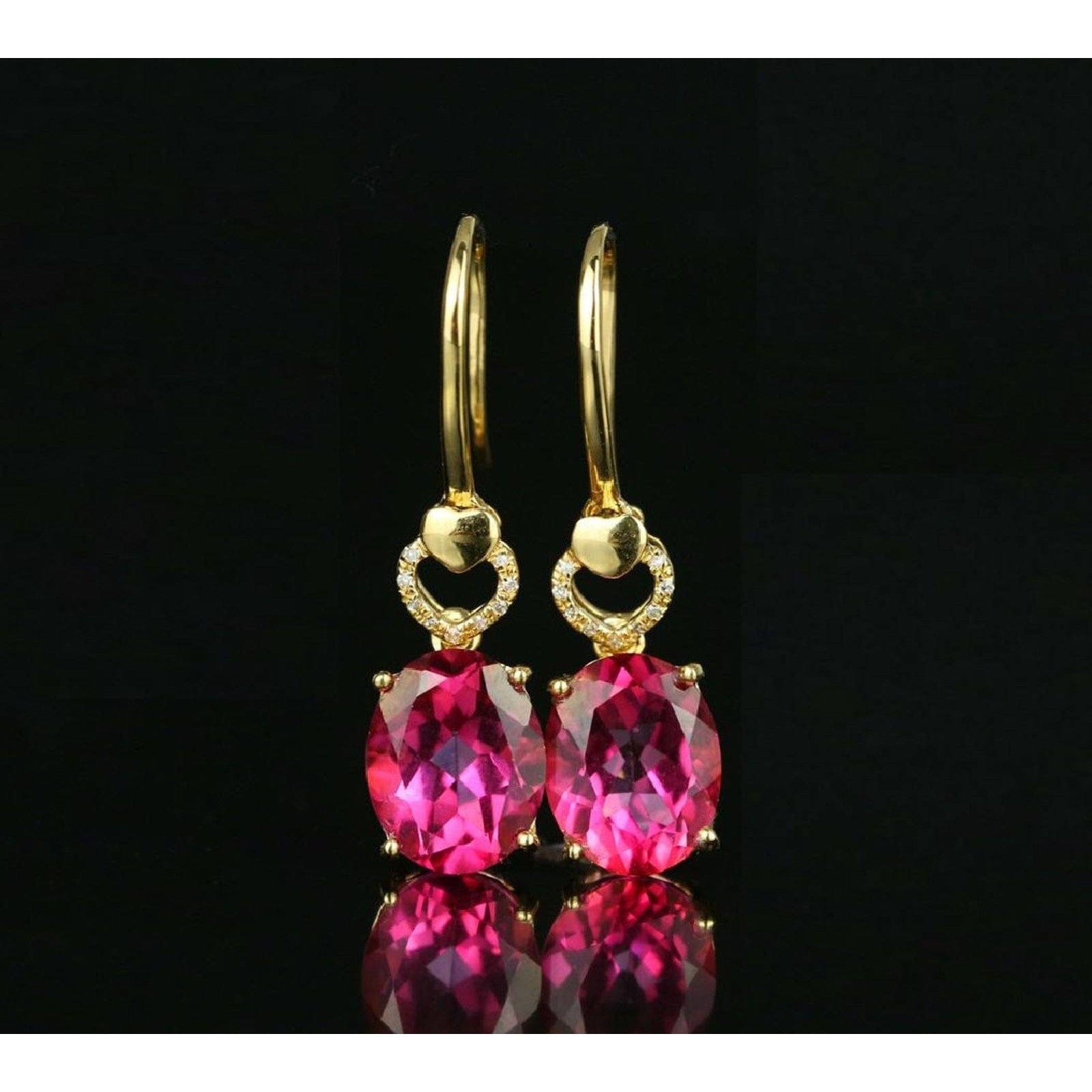 Spectacular 18K Gold Pink Tourmaline and Diamond Earrings, 5.36 ctw、mySite、g9winljtr