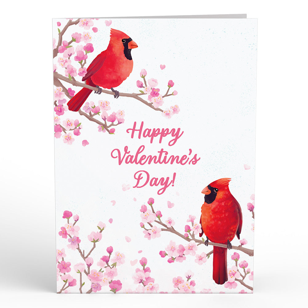 Valentine's Cherry Blossom Basket with Cardinals Pop-Up Card、mySite、solidvoid
