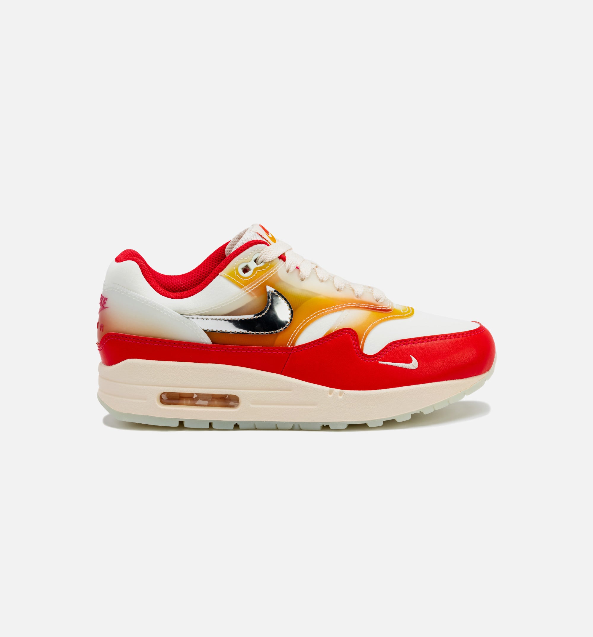 Air Max 1 Soft Vinyl Womens Lifestyle Shoe - Sail/Metallic Silver/Siren Red、mySite、dreamappss