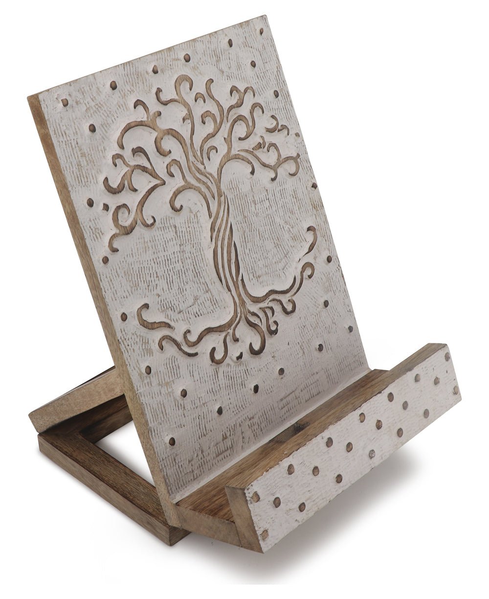 Fair Trade Carved Tree of Life Tablet And Book Stand、mySite、topwebapps
