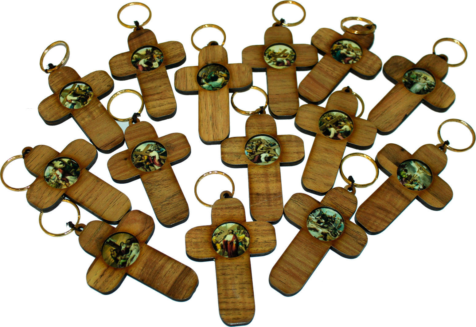  Holy Land Market Stations of The Cross on Two Layers Cross - 14 Crosses, Olive Wood Top Layer、mySite、elrpsem3k