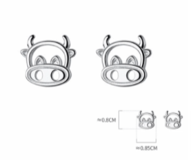 Cow Earrings Sterling SIlver Studs*、mySite、g9winljtr