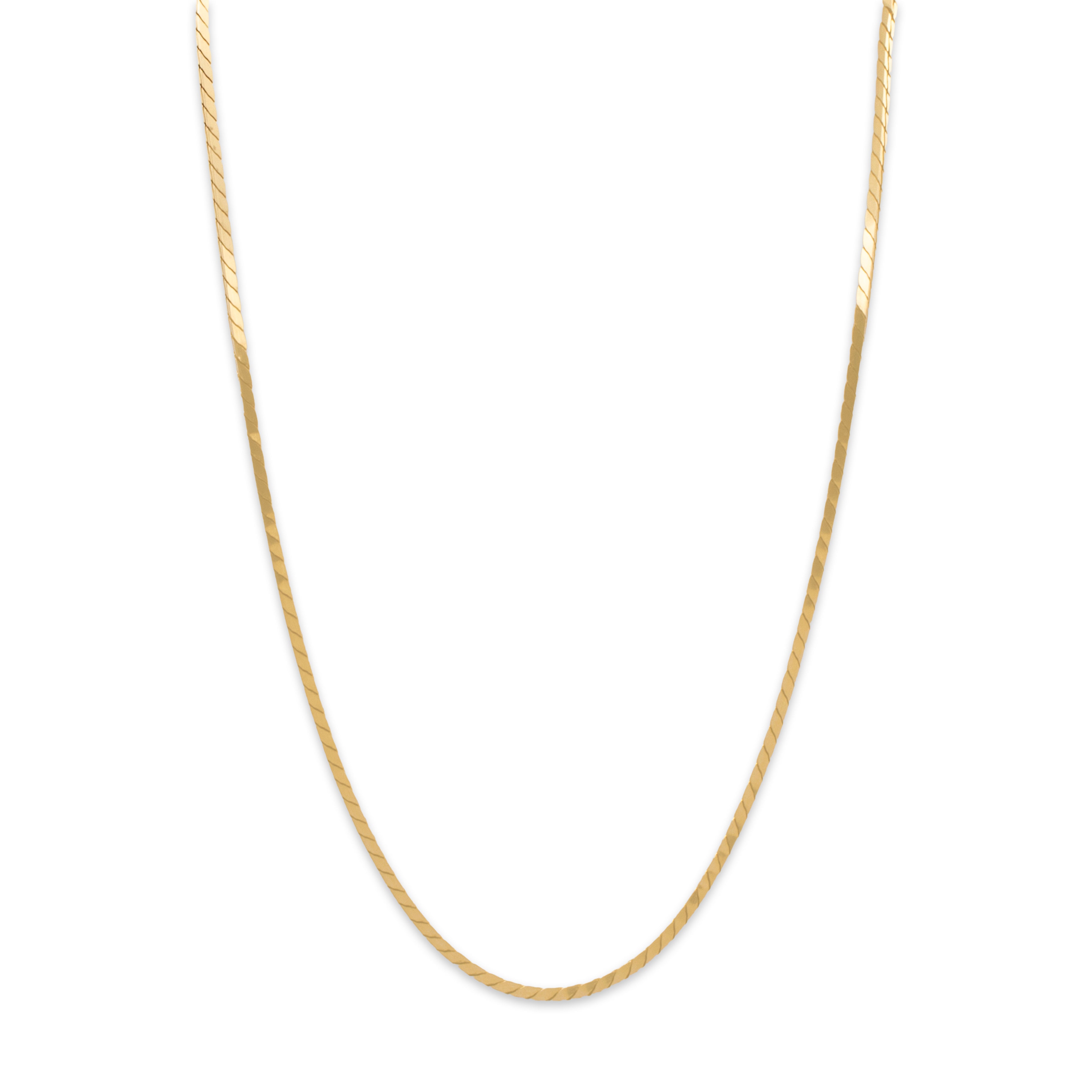 Vintage Italian 14k Yellow Gold Herringbone Chain Necklace 18.25、mySite、hinf8tx79
