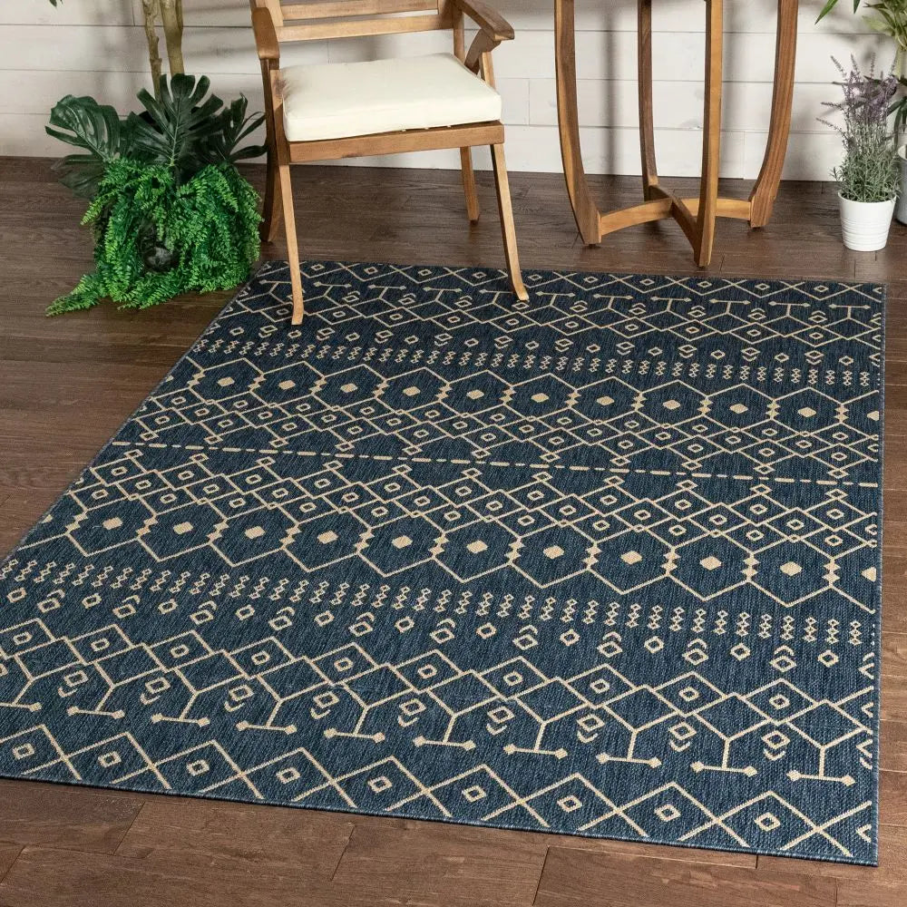 Nord Moroccan Tribal Indoor Outdoor Blue Flatweave Rug、mySite、gigharbornorthrealestate
