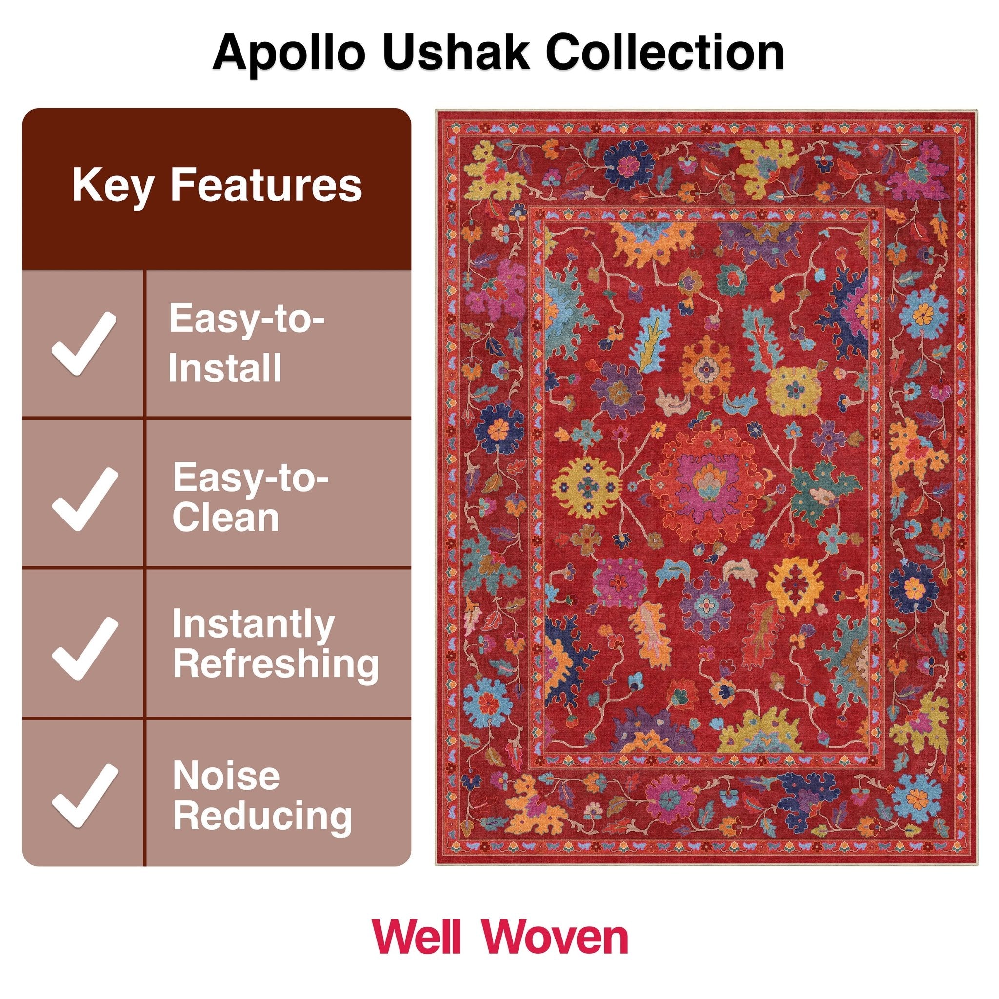 Bodrum Vintage Bohemian Floral Rug for Living Room Bedroom Dining Room ,Easy Clean、mySite、gigharbornorthrealestate