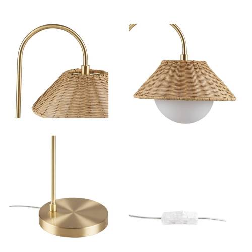 Rattan Weave Shade Table Lamp Gold/Natural See below、、eastwooduniform