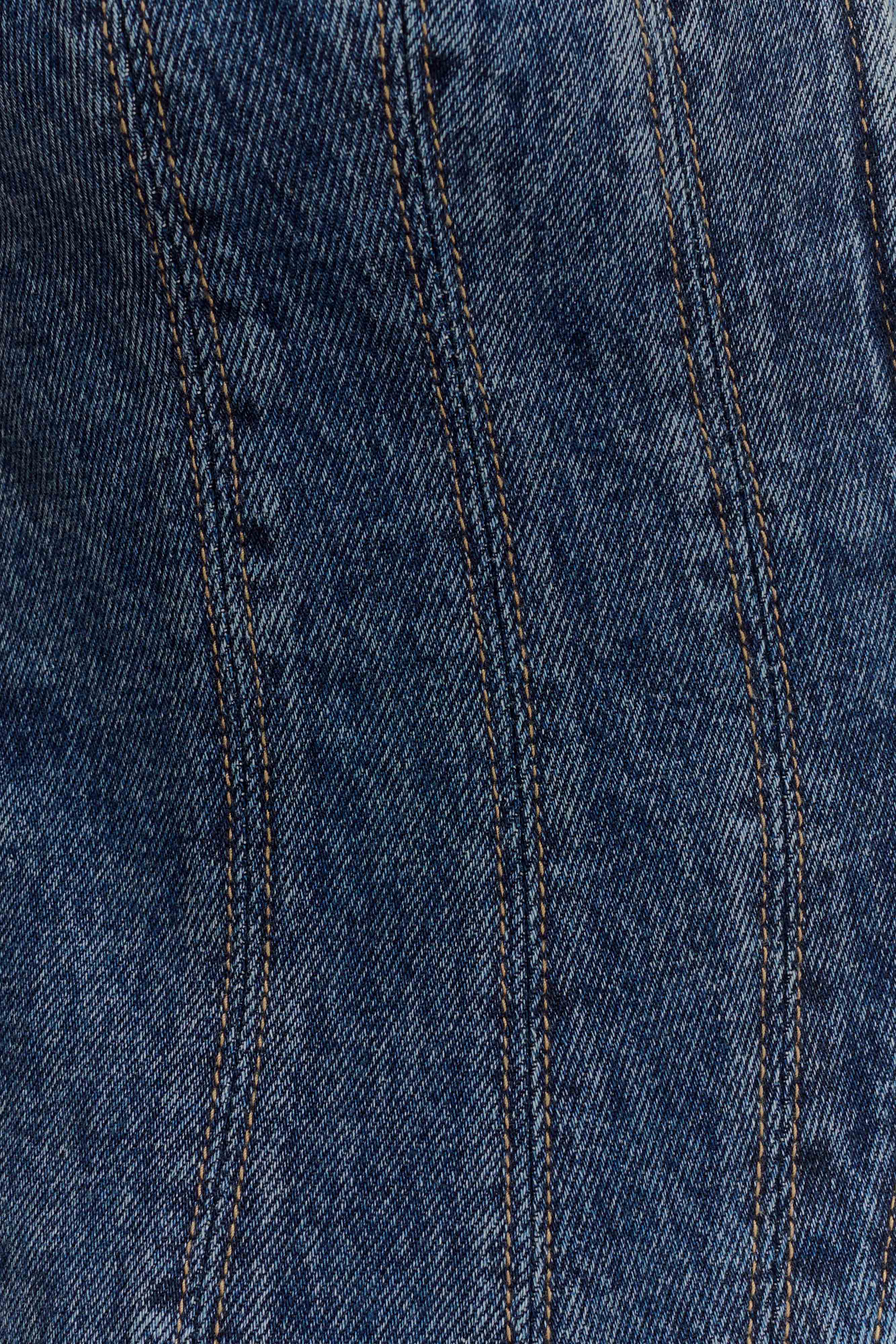 Loretta Cap Sleeve Denim Top - Washed Dark Blue、mySite、solidvoid