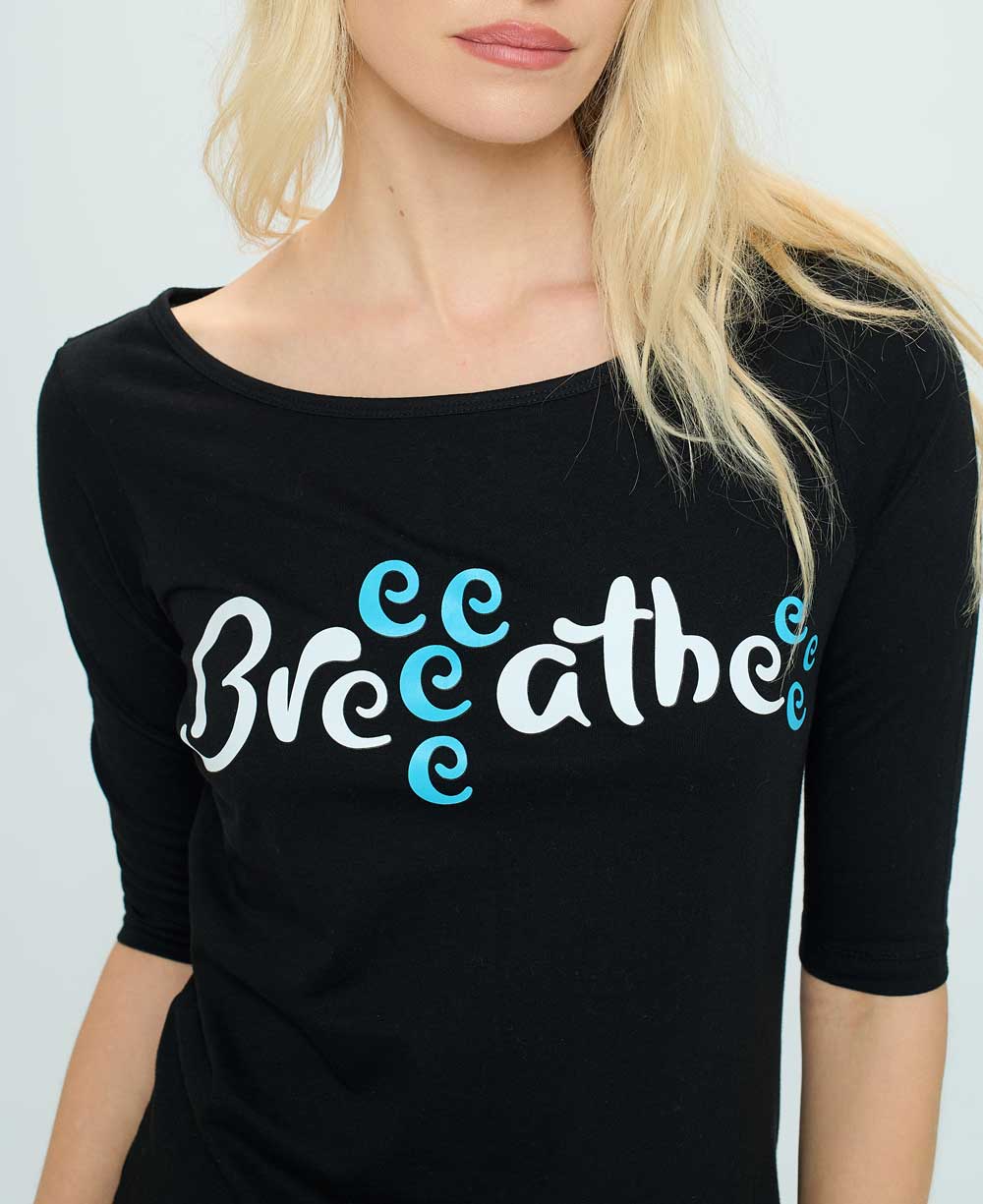 Breeeatheee Elbow Length Sleeve Yoga Inspired Cotton Tee、mySite、topwebapps