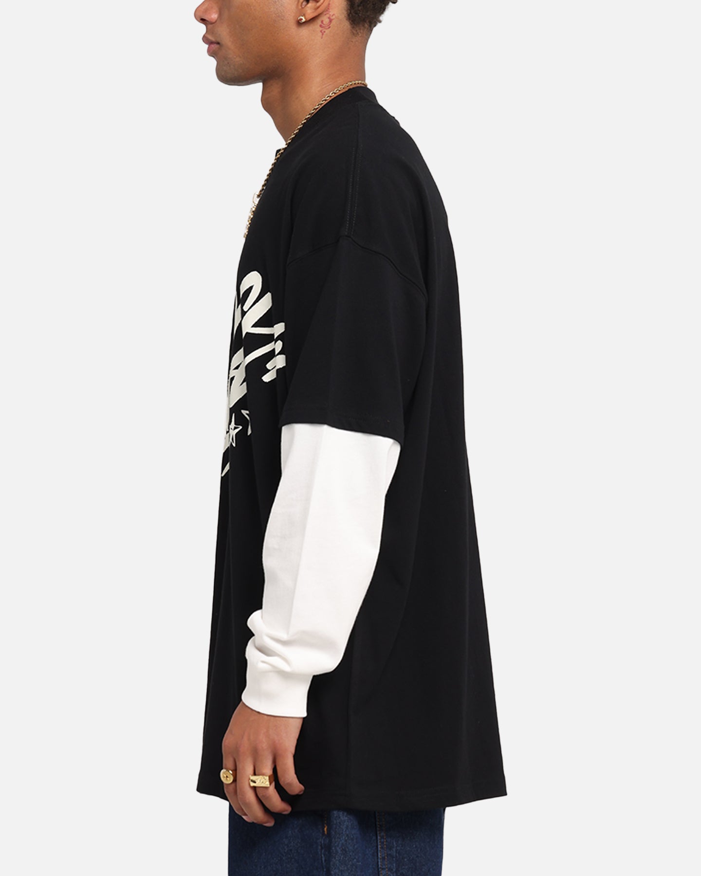Carre Graffiti Layered Long Sleeve T-Shirt Black/Off White、mySite、zt4zffjzw
