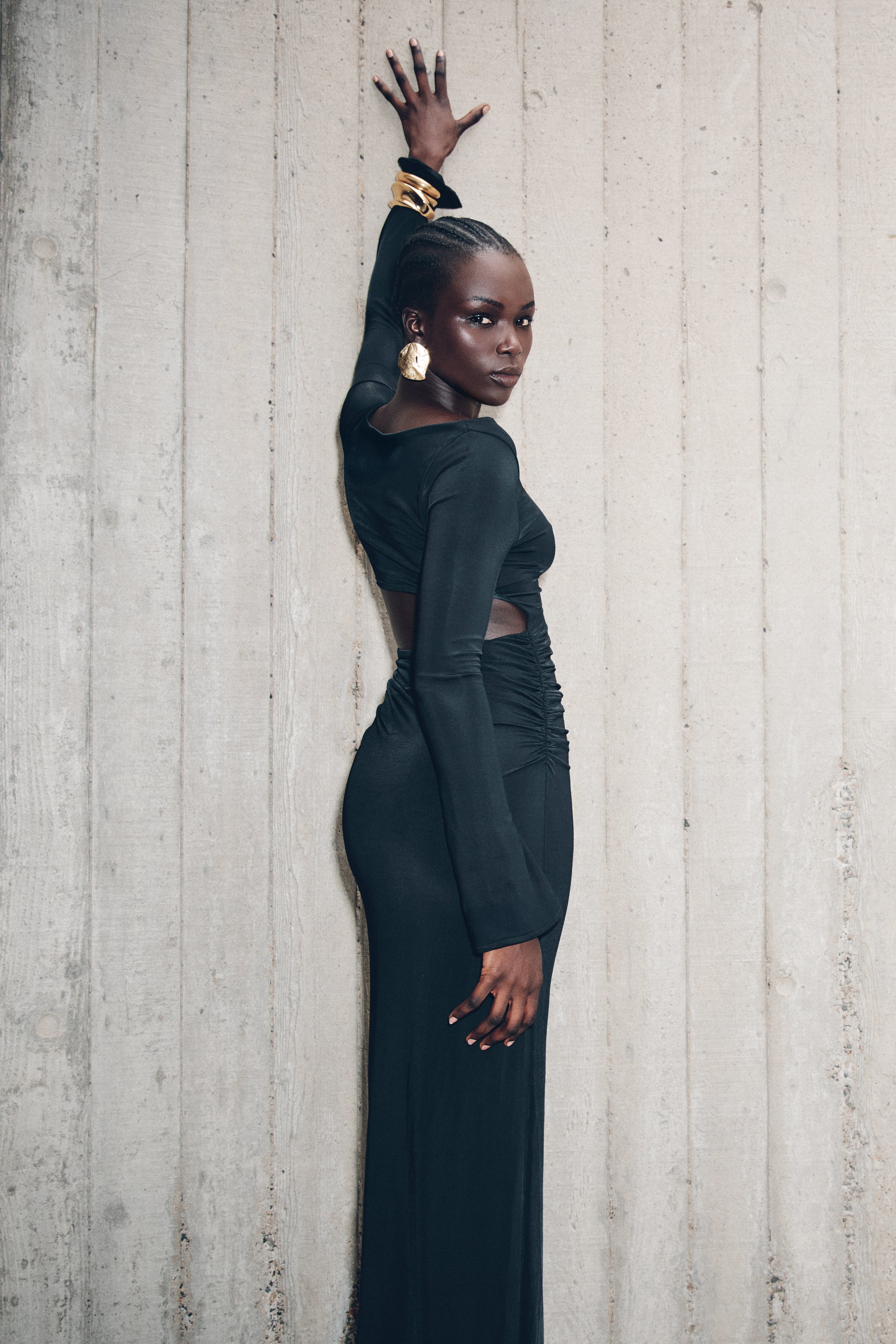 Vienna Slinky Cut Out Maxi Dress - Black、mySite、solidvoid