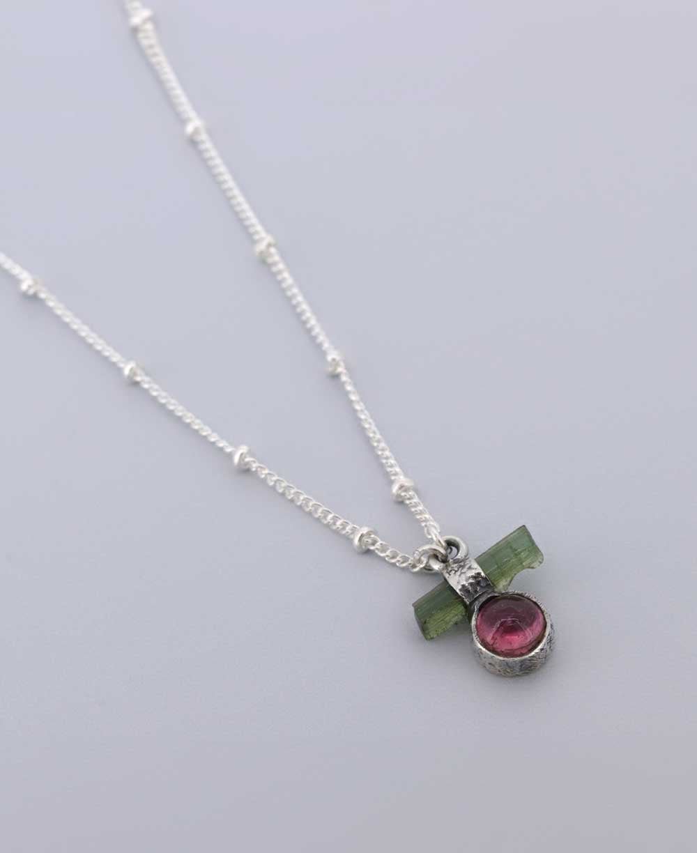 Dainty Zen Inspired Sterling Silver and Tourmaline Necklace、mySite、topwebapps
