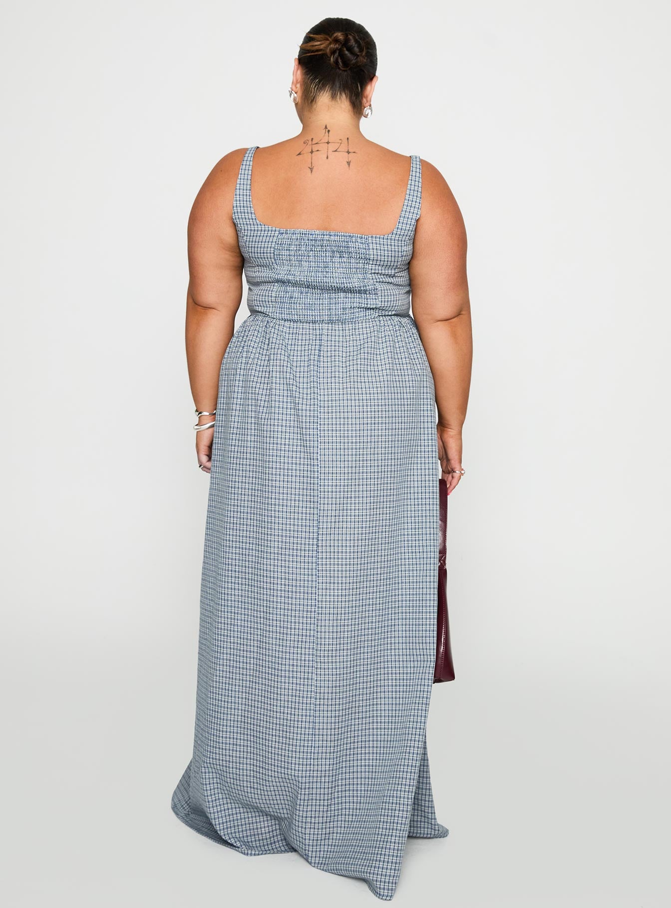 Cartmel Check Maxi Dress Navy Curve、mySite、solidvoid