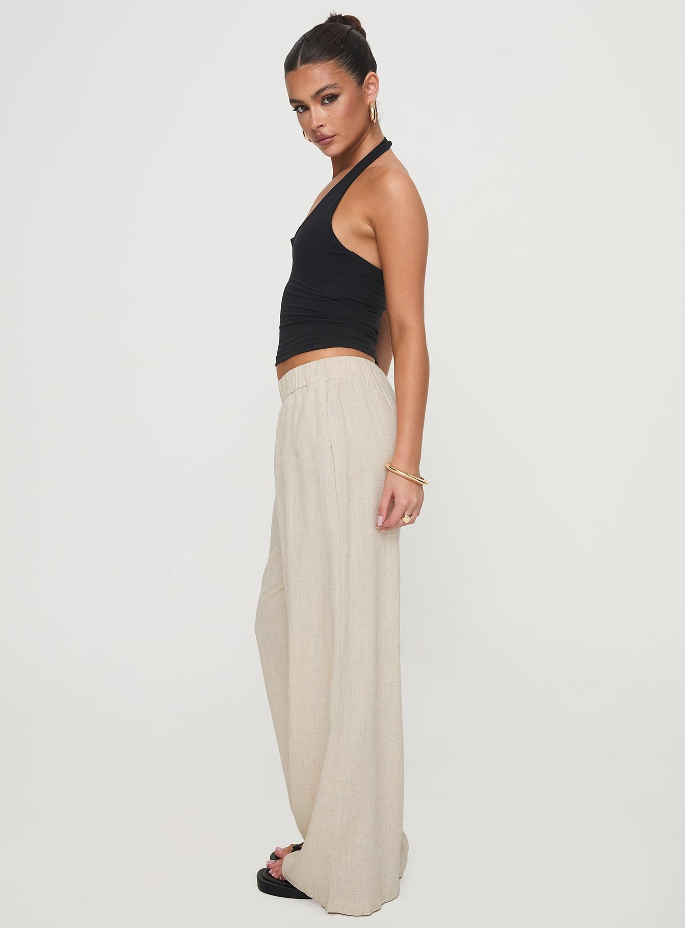 Pellegrini Linen Wide Leg Pants Natural、mySite、solidvoid