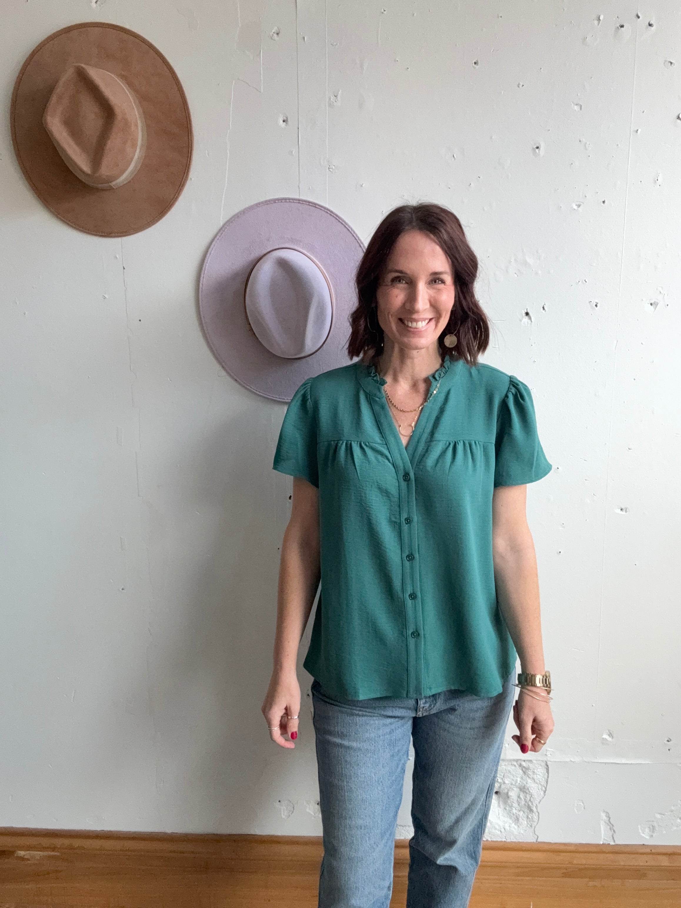 Valorie's Ruffle Button Down、mySite、garagedoors4me