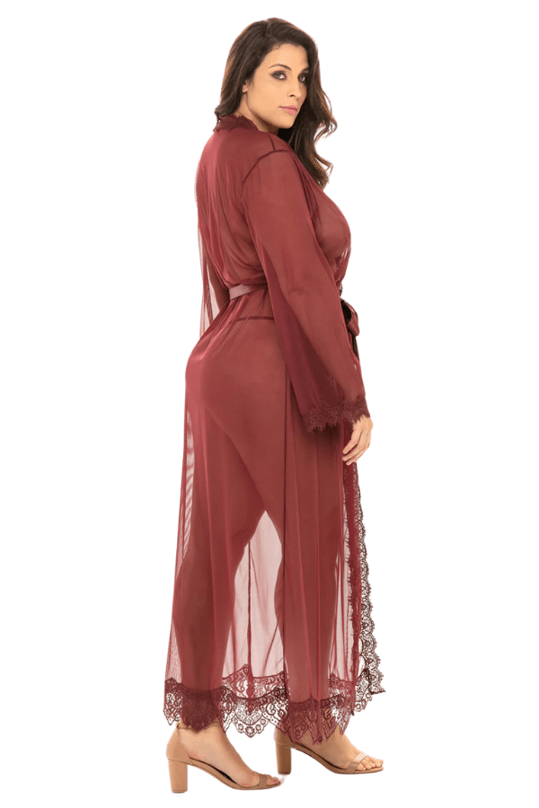 Provence Sheer Long Robe Set - Burgundy、mySite、bengalsvssteelers