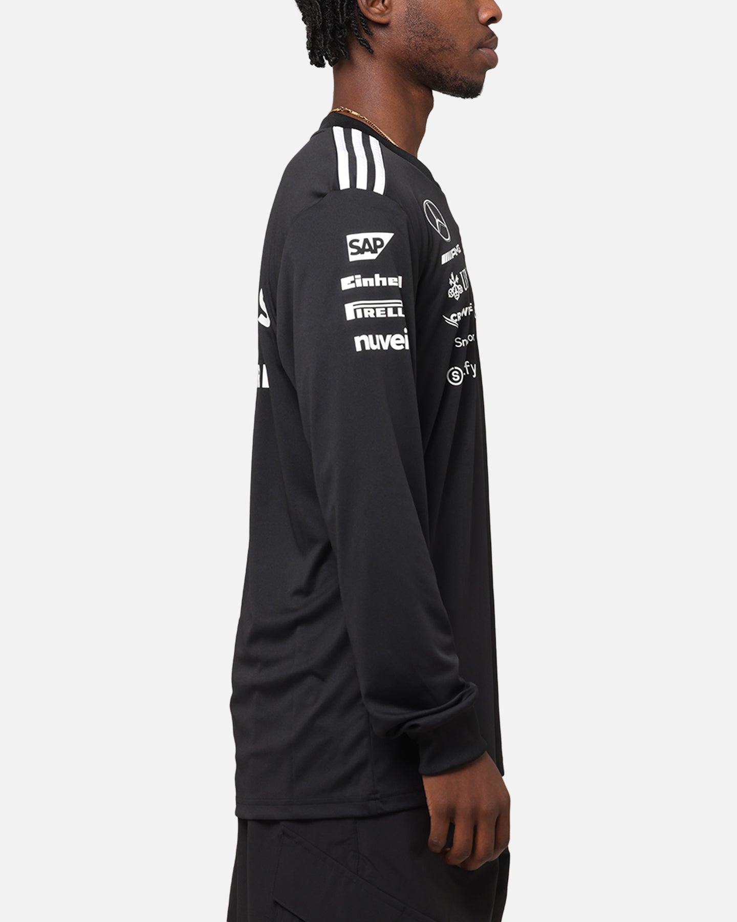 adidas x Mercedes-AMG PETRONAS Formula One F1 2025 Team Long Sleeve Driver T-Shirt Black、mySite、zt4zffjzw