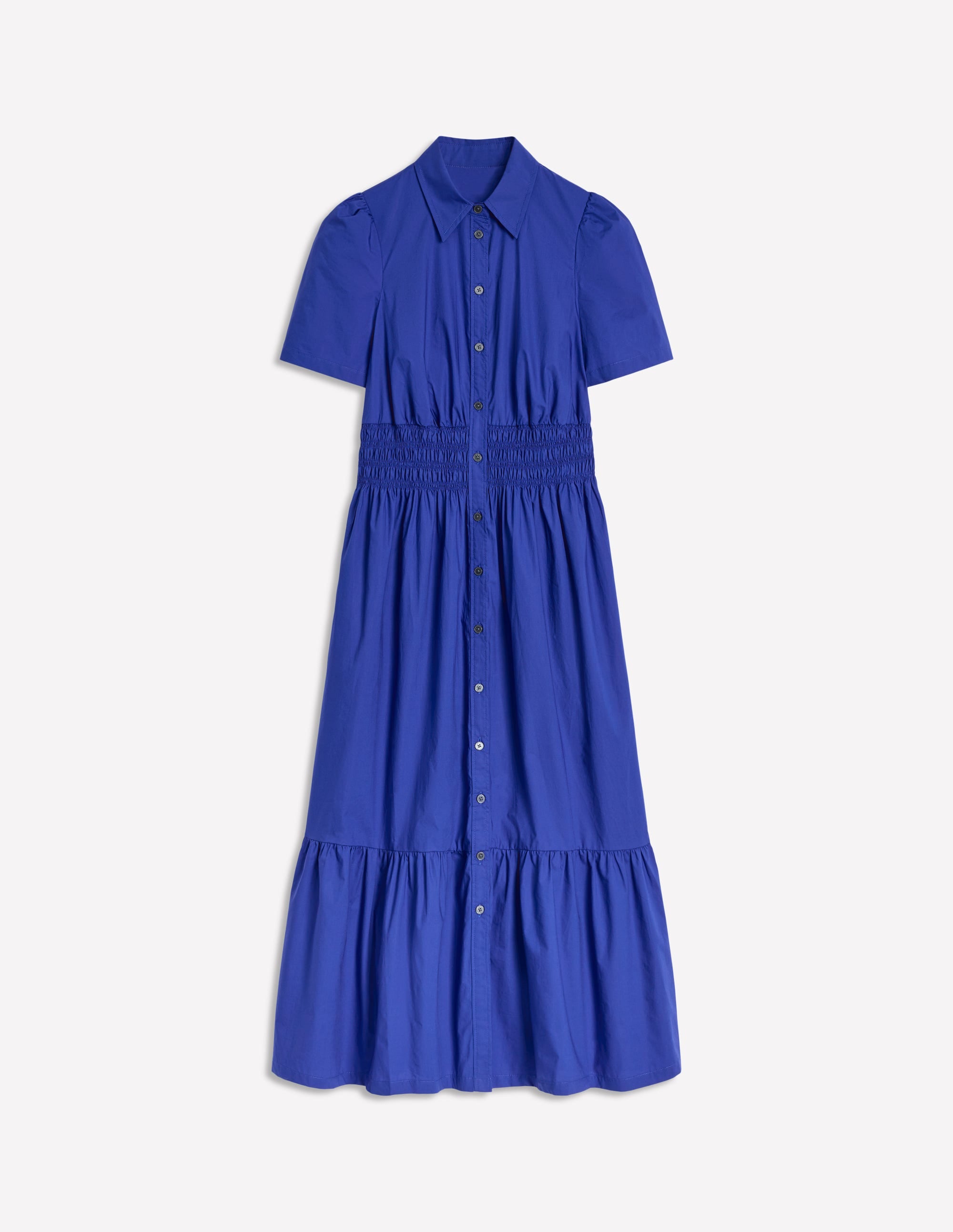  Smocked Waist Shirt Dress-Bright Blue、mySite、ashleygrahame
