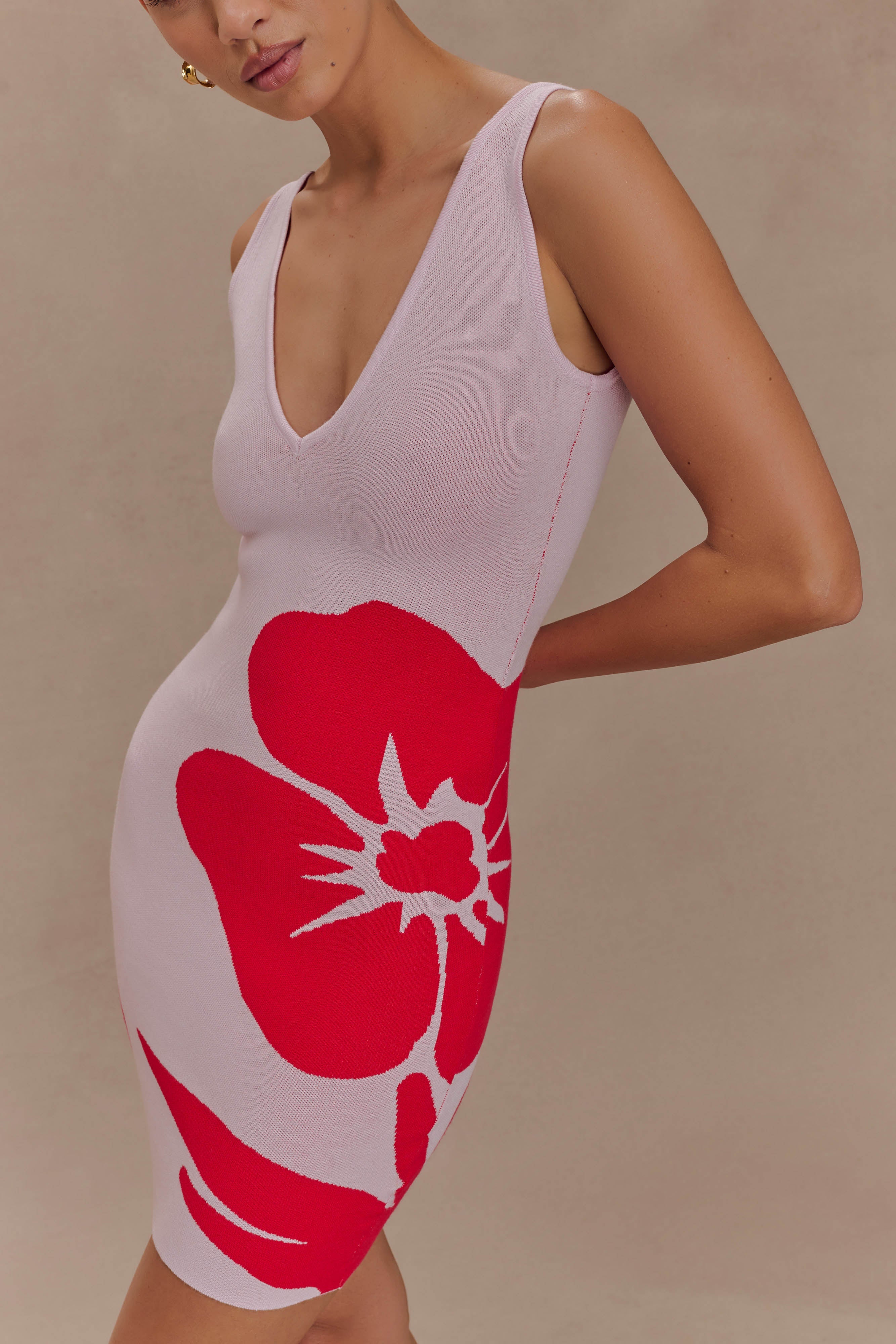 Dorothy Knit Print Mini Dress - Red Deco Fleur Print、mySite、solidvoid