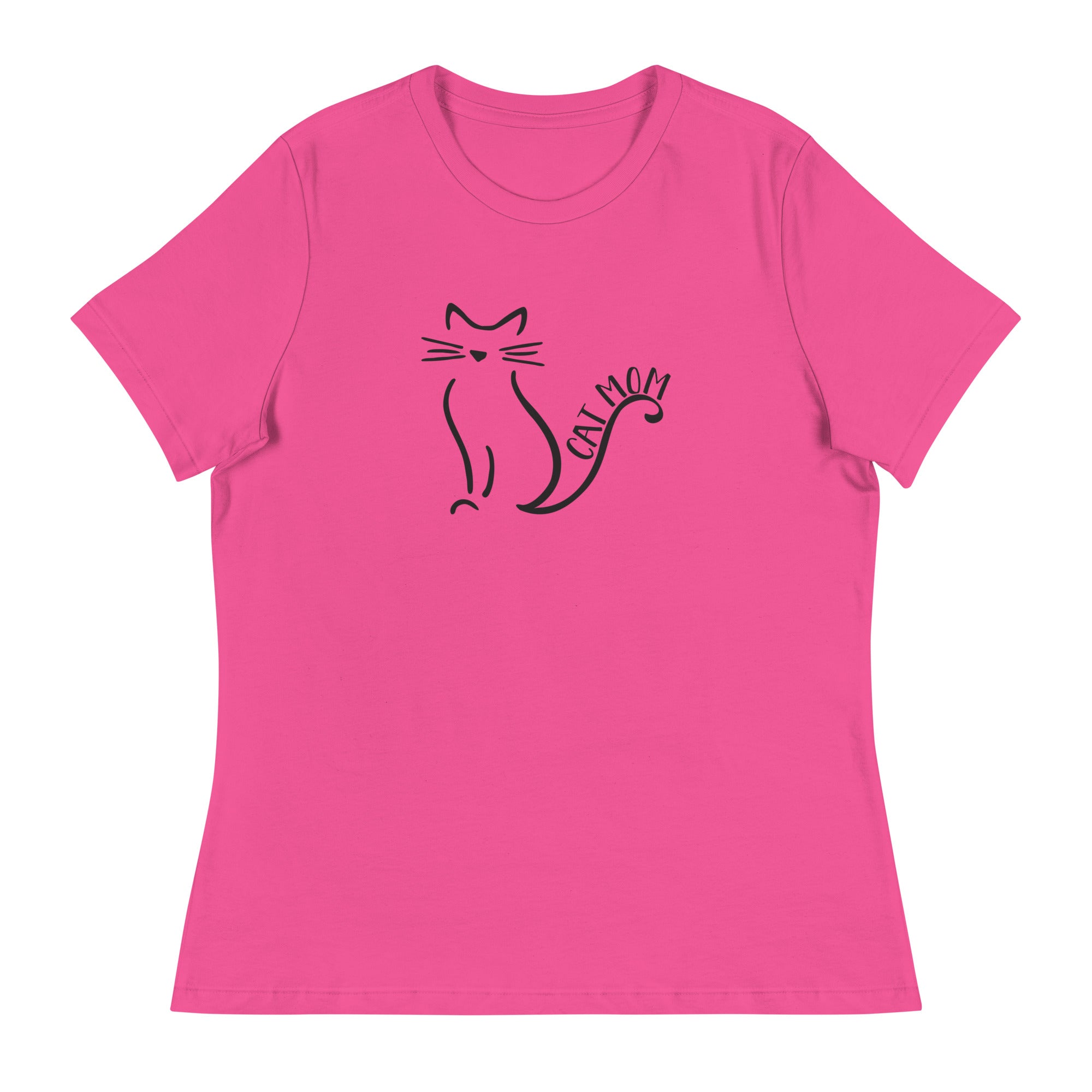 Cat Mom Outlined Women's Relaxed T-Shirt、mySite、camillekostekn