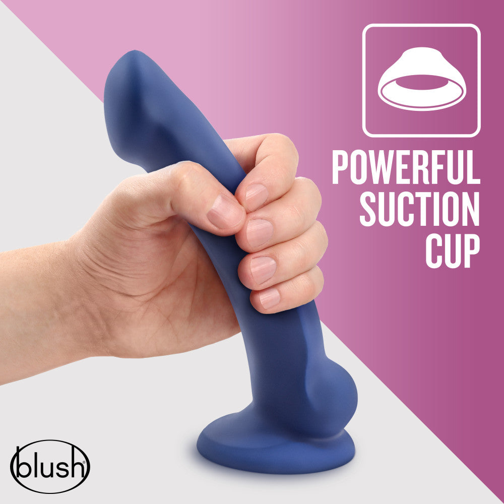 Avant By Blush® | Ergo Mini Indigo D10: Artisan 7 Inch Thin Dildo with Suction Cup Base - Elegantly Made with Smooth Ultrasilk® Purio™ Silicone、mySite、bottomscart