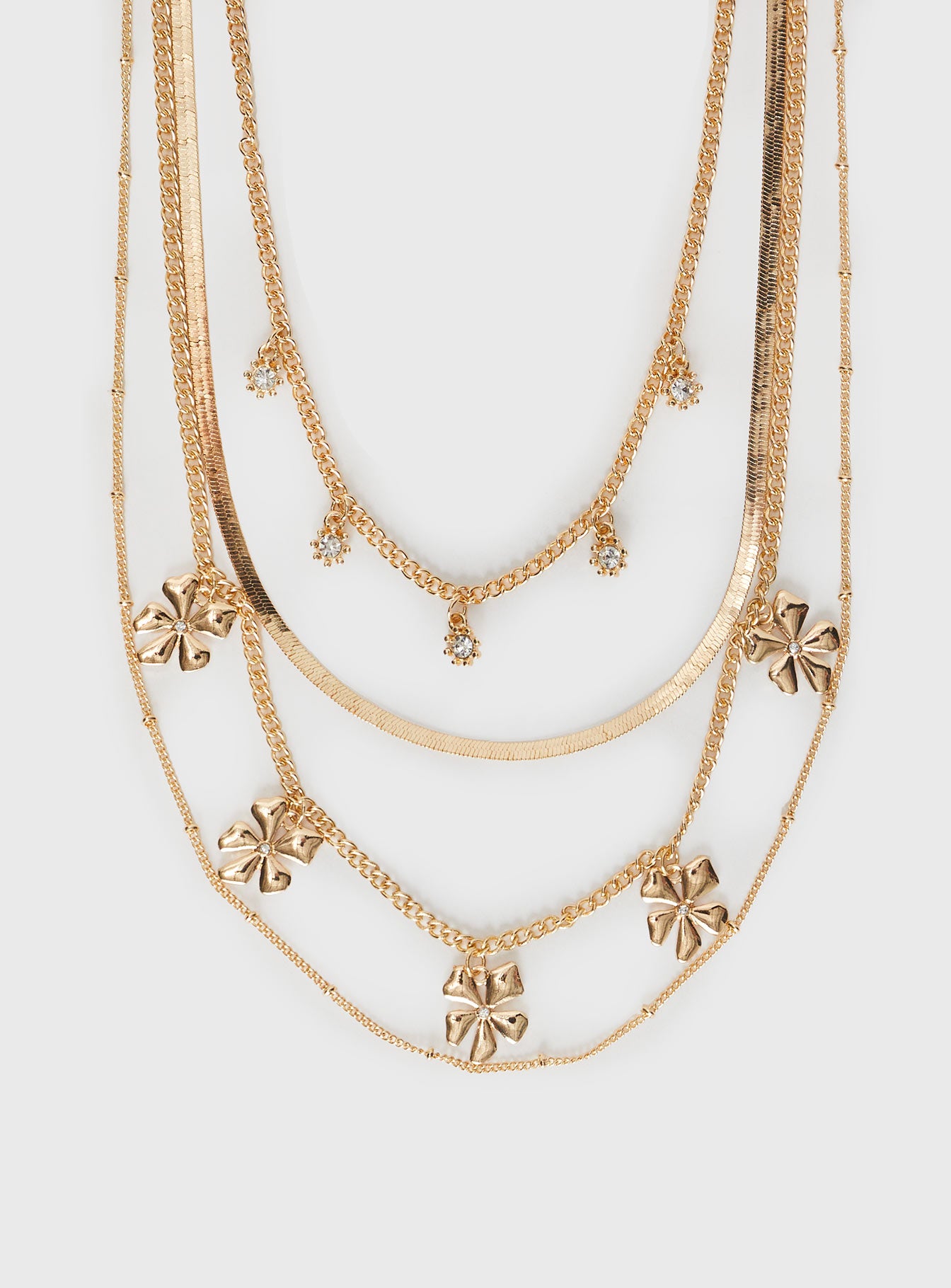 Agnolotti Flower Multi Necklace Gold、mySite、solidvoid