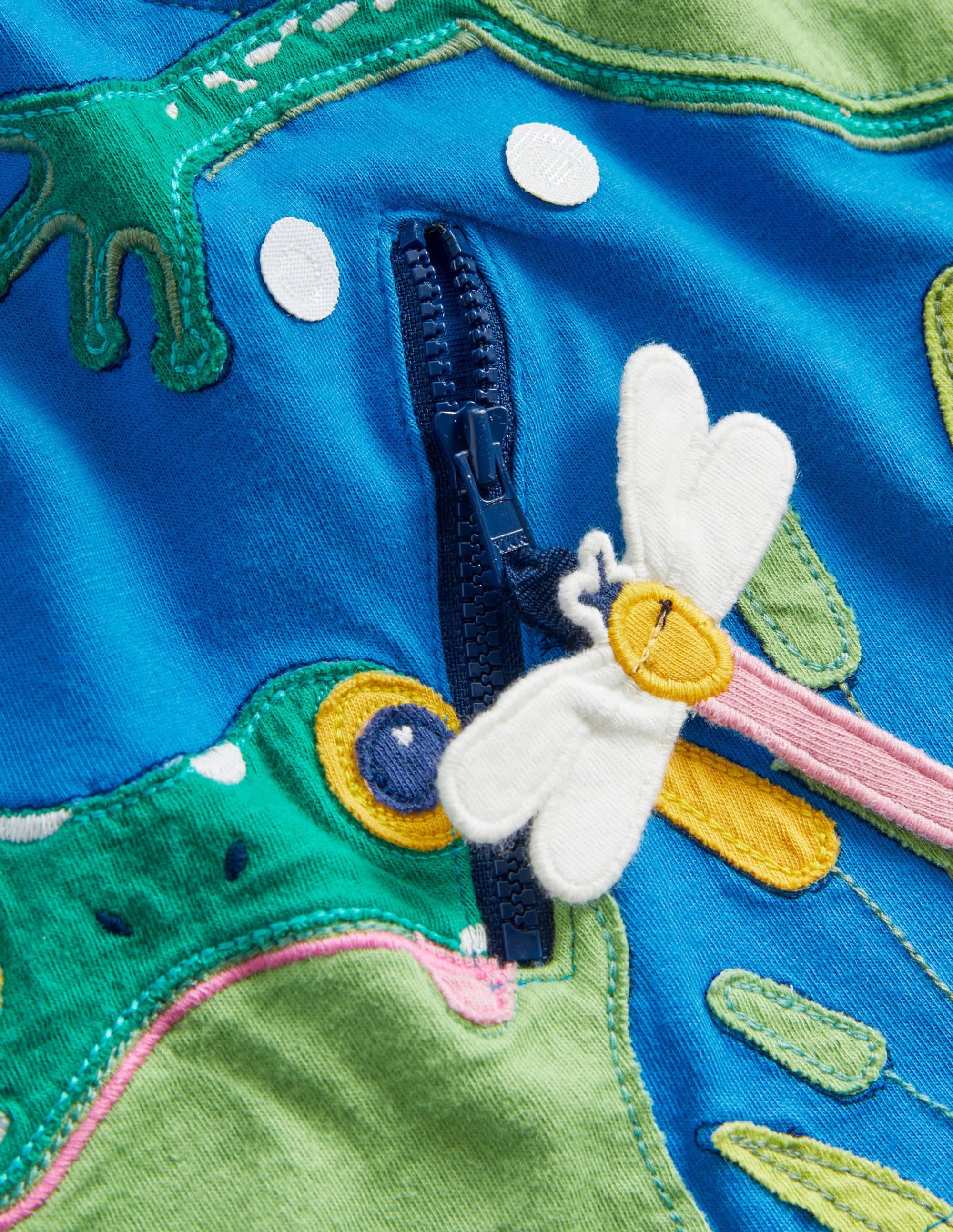  Zip Detail T-shirt-Bright Marina Blue Frogs、mySite、ashleygrahame