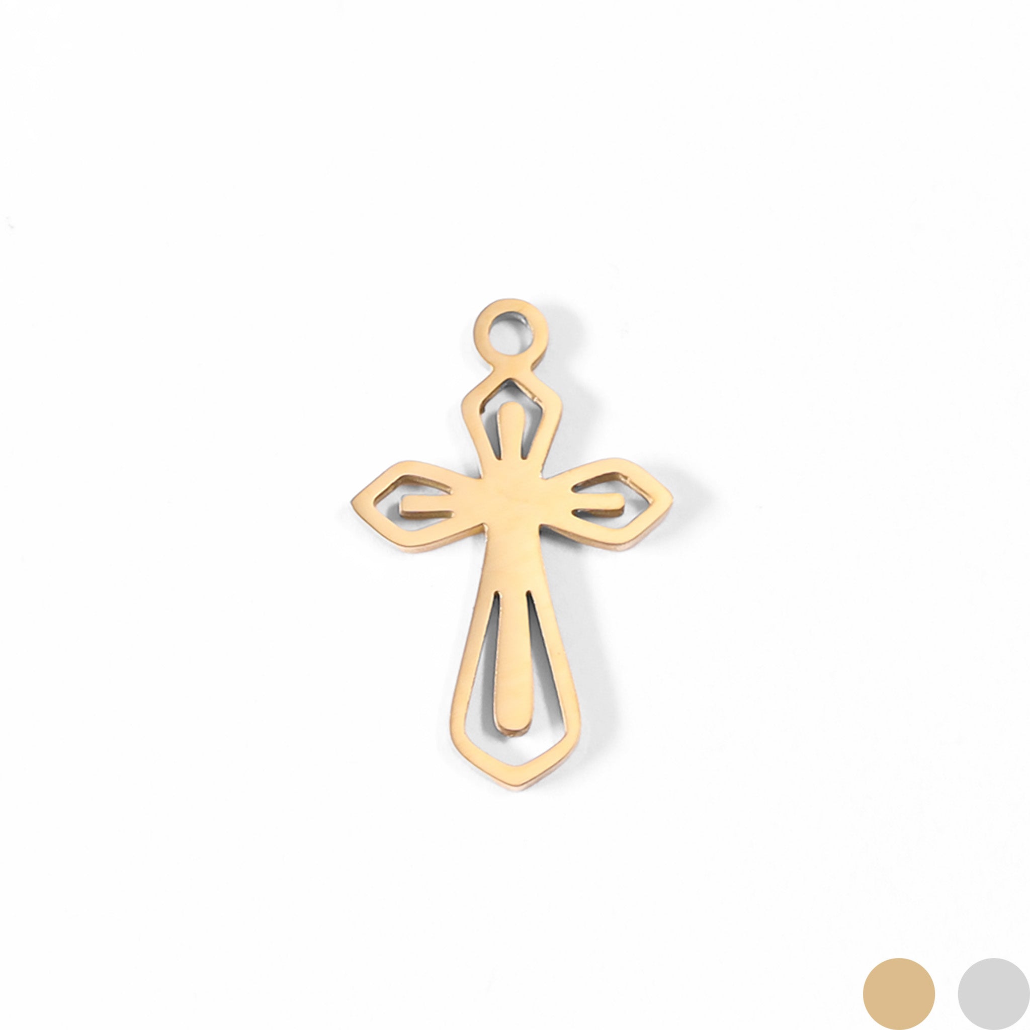 18K Gold PVD Stainless Steel Pointed Cross Charm / PDL0047、mySite、dreamappss