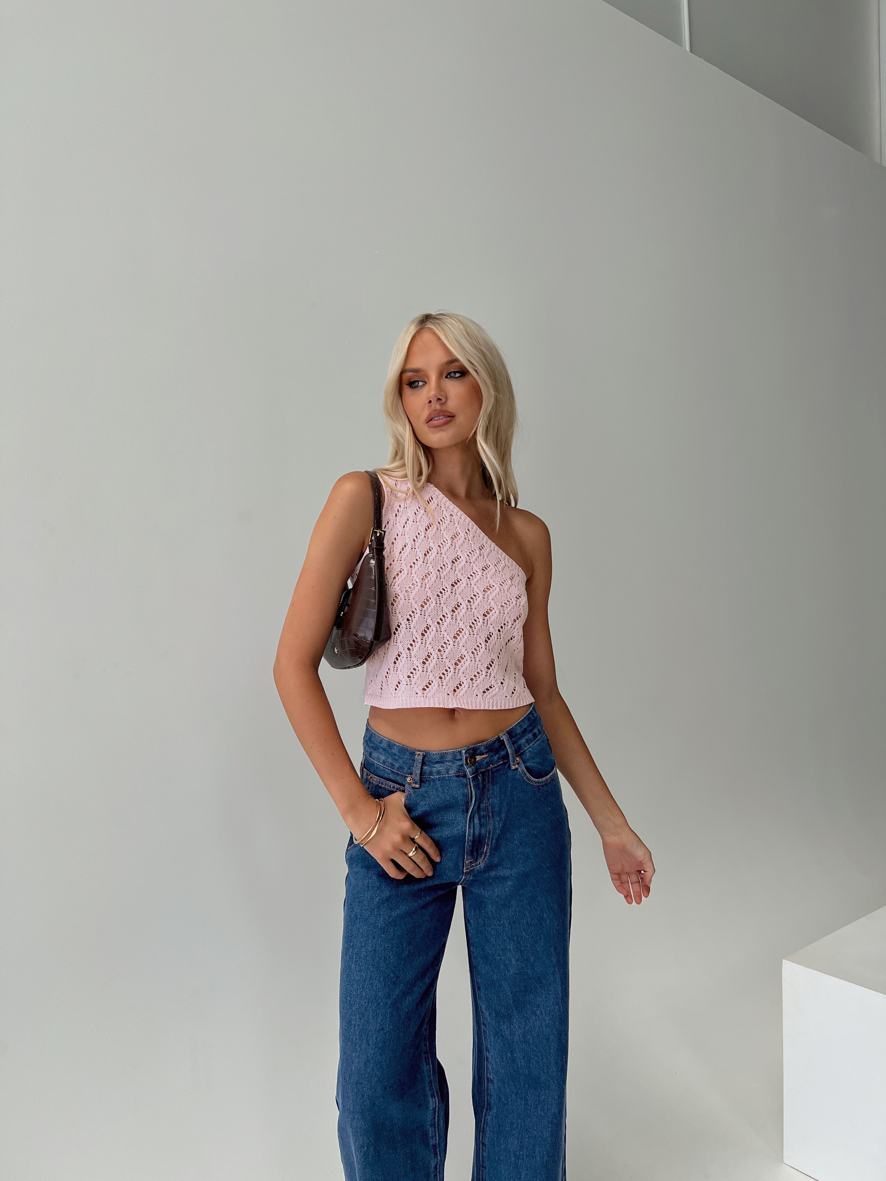 Anthinie One Shoulder Top Pink、mySite、solidvoid