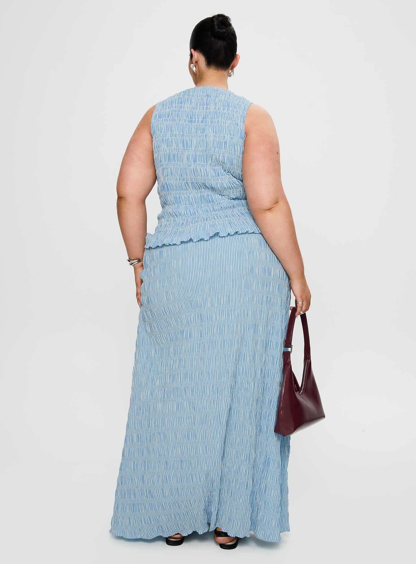 Songbird Shirred Maxi Dress Blue Curve、mySite、solidvoid