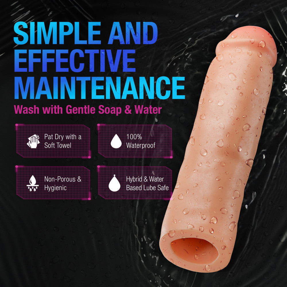 Performance Plus By Blush® | Tenacity 8.5 Inch Realistic Penis Extender Sleeve - Dual Density - Liquid Silicone - Beige、mySite、bottomscart