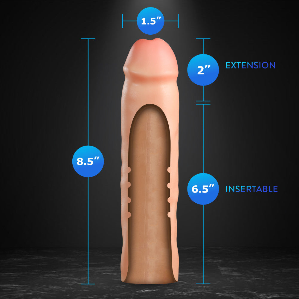 Performance Plus By Blush® | Tenacity 8.5 Inch Realistic Penis Extender Sleeve - Dual Density - Liquid Silicone - Beige、mySite、bottomscart