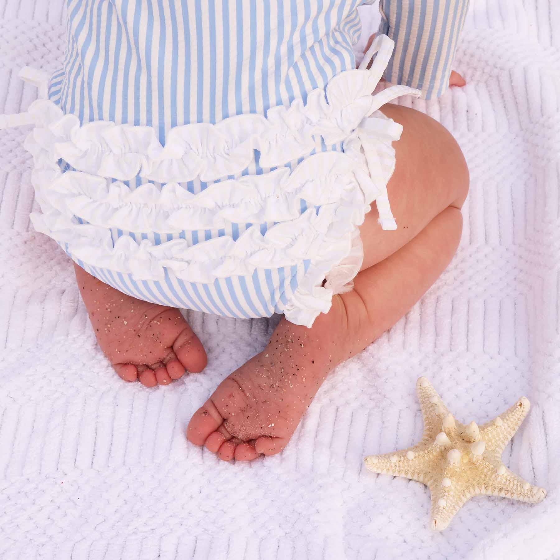  Long Sleeve Rash Guard With Ruffle Bottom | Seersucker Blue、mySite、layawaytickets