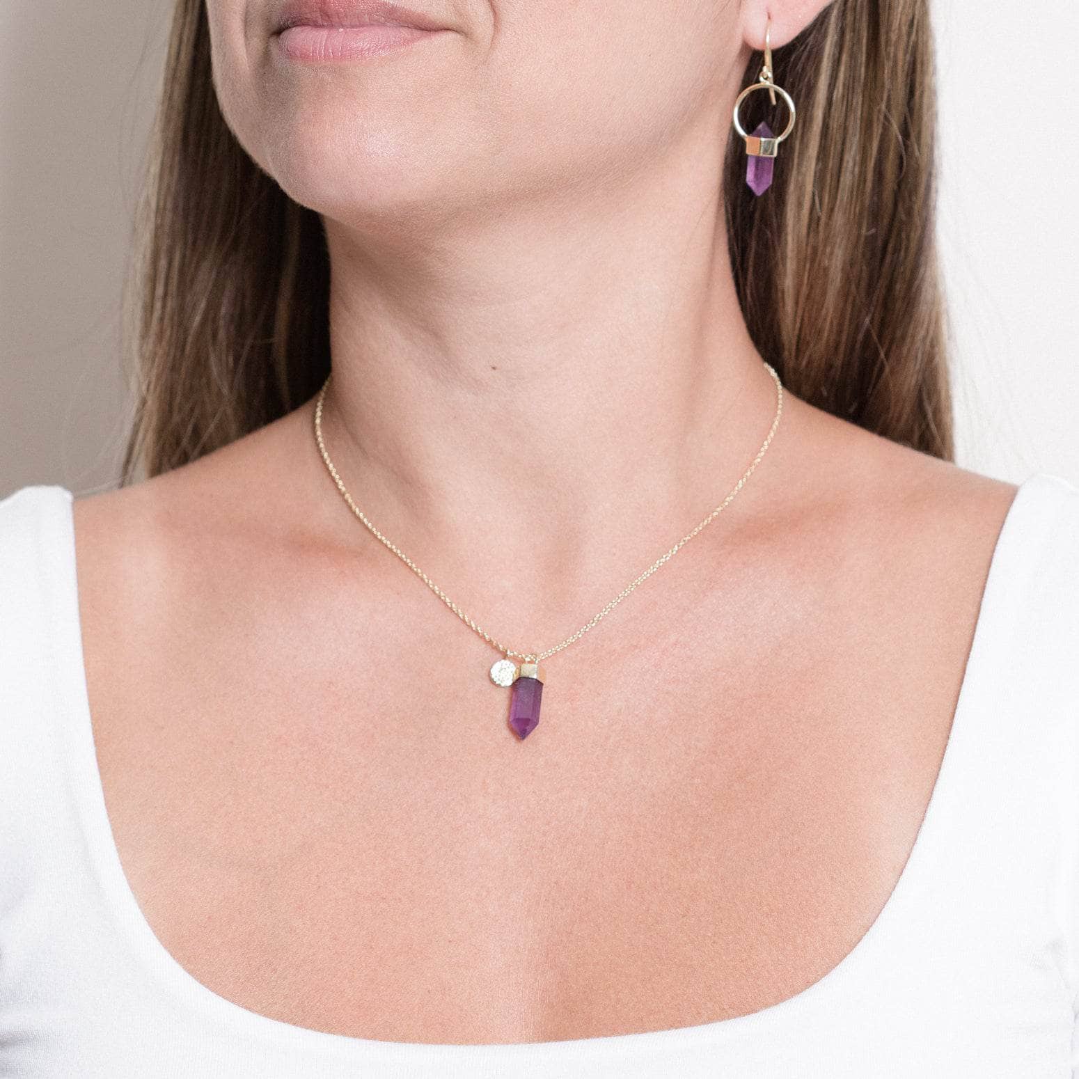 Delicate Amethyst Crystal Point Necklace、mySite、hinf8tx79