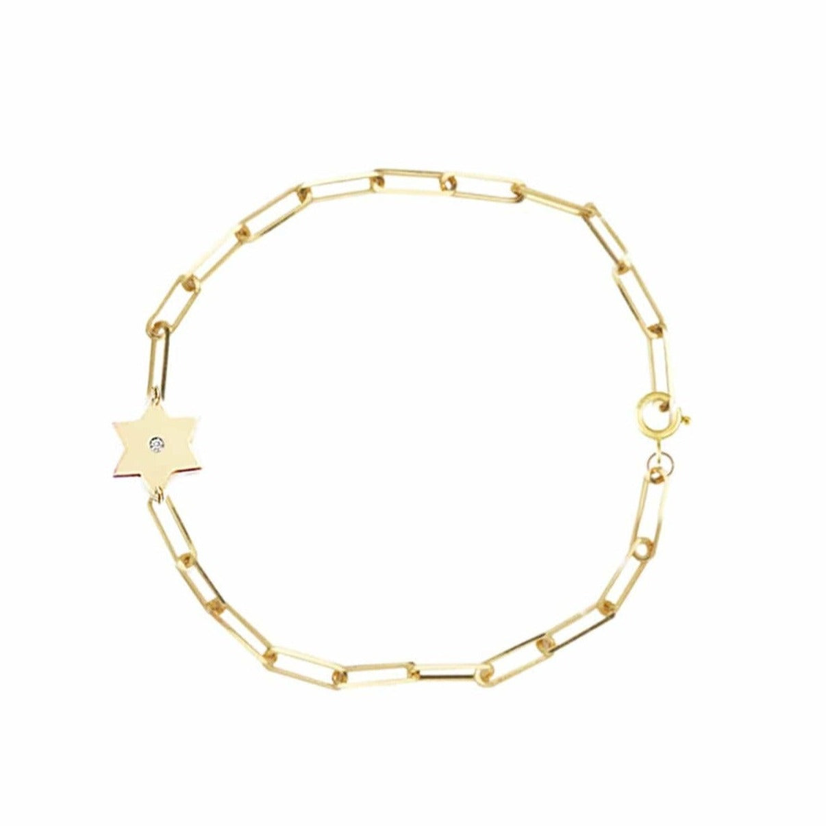 Dani Star of David Diamond Paperclip Bracelet - (Sterling Silver, Gold-Plated or Two-Tone)、mySite、topwebapps